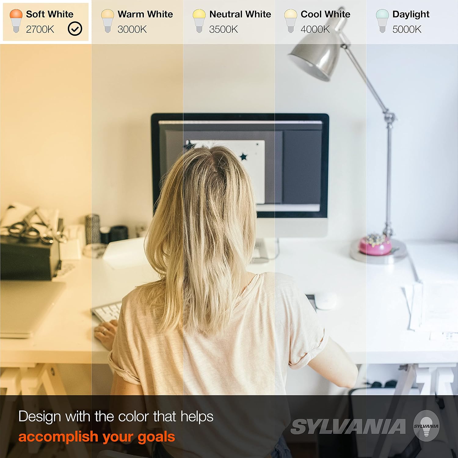 Sylvania LED A19 Light Bulb, 100W = 14W, Non-Dimmable, Frosted Finish, 1500 Lumens, 2700K, Soft White - 4 Pack (78101)