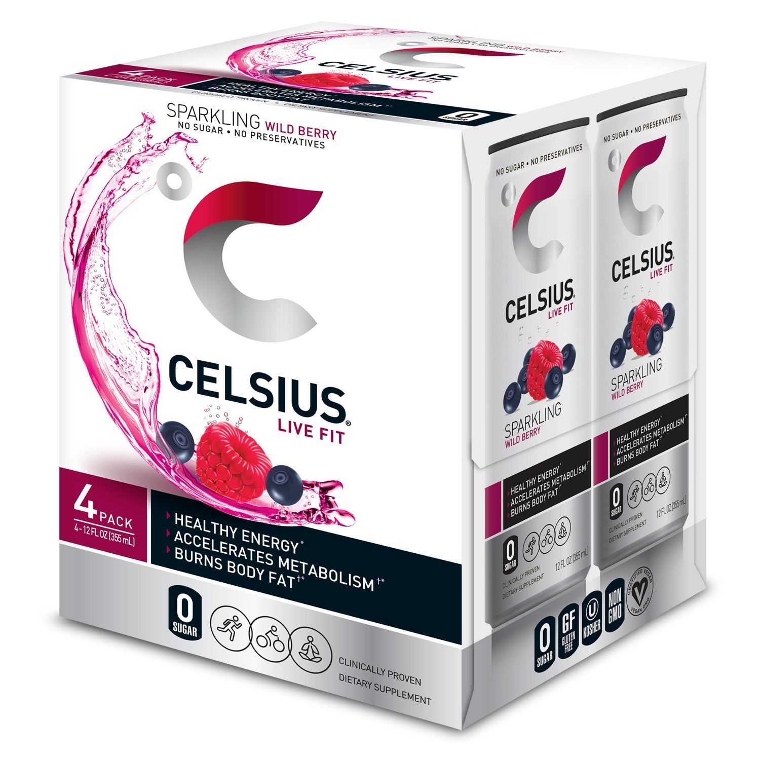 CELSIUS Sparkling Orange, Sugar Free Energy Drink, 12 Fl Oz (Pack of 4)
