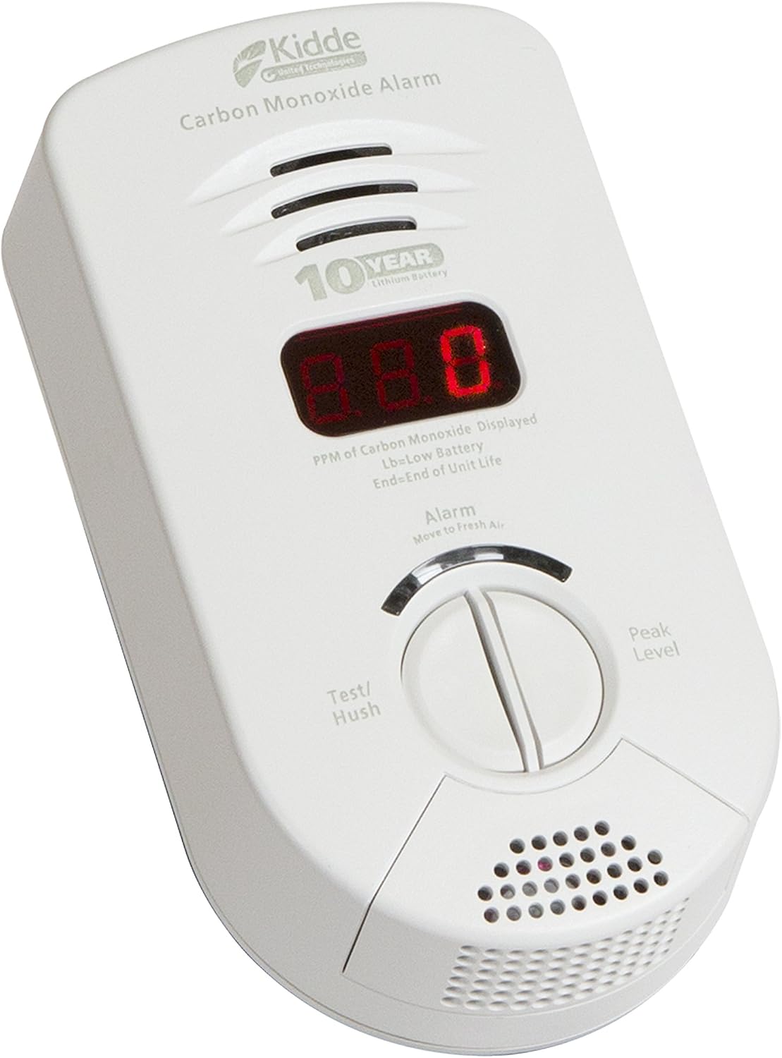 Kidde Carbon Monoxide Detector, Plug In Wall with 10-Year Battery Backup, Digital LED Display, Voice Alerts, Test-Hush Button, 3rd Edition