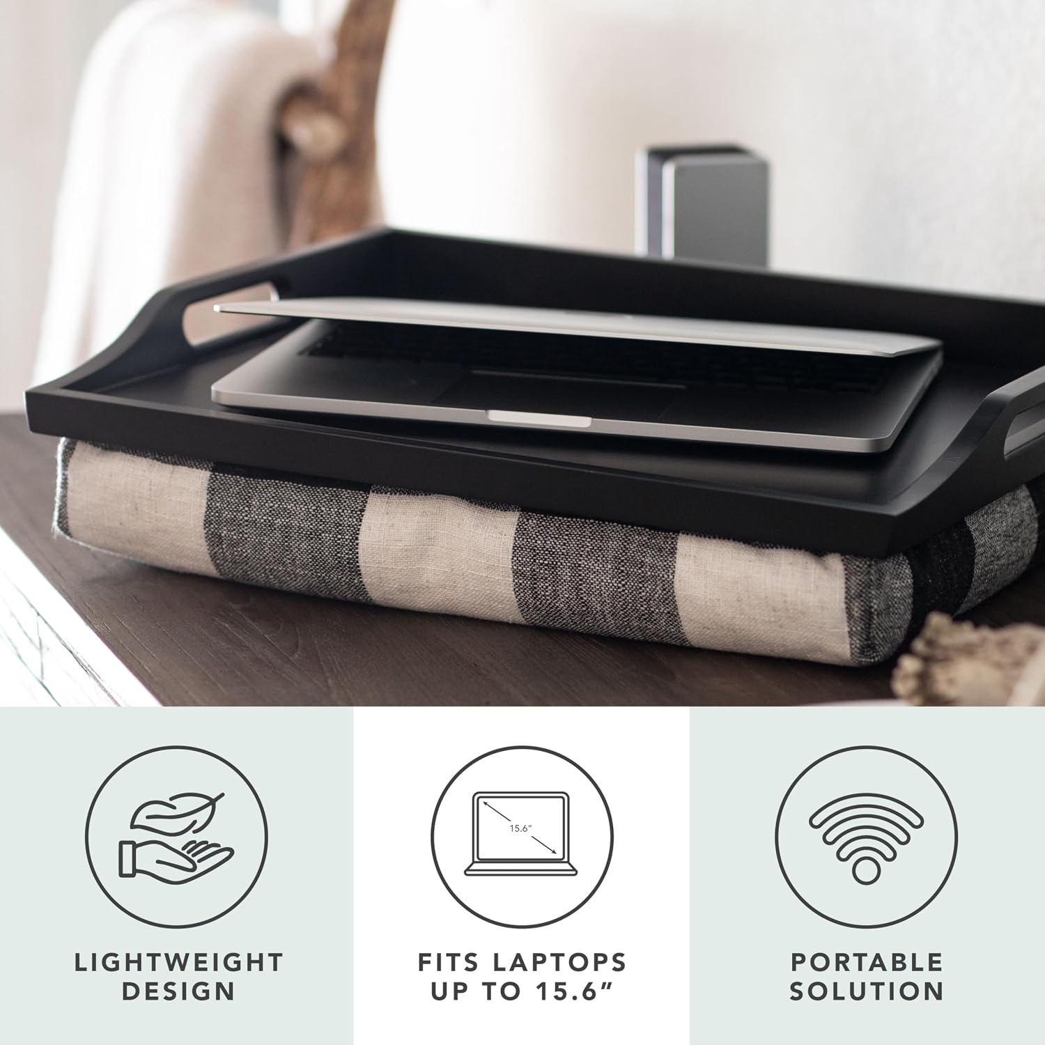 ROSSIE HOME Wood Lap Tray – Natural Acacia, Fits 15.6” Laptops
