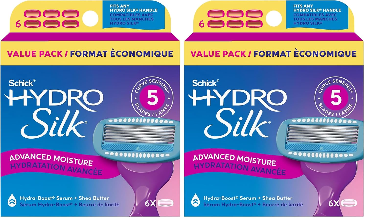 Schick Hydro Silk Moisture Razor Blade Refills, 4 Count | 5-Blade Moisturizing Razors for Women | Womens Moisturizing Razor Refills
