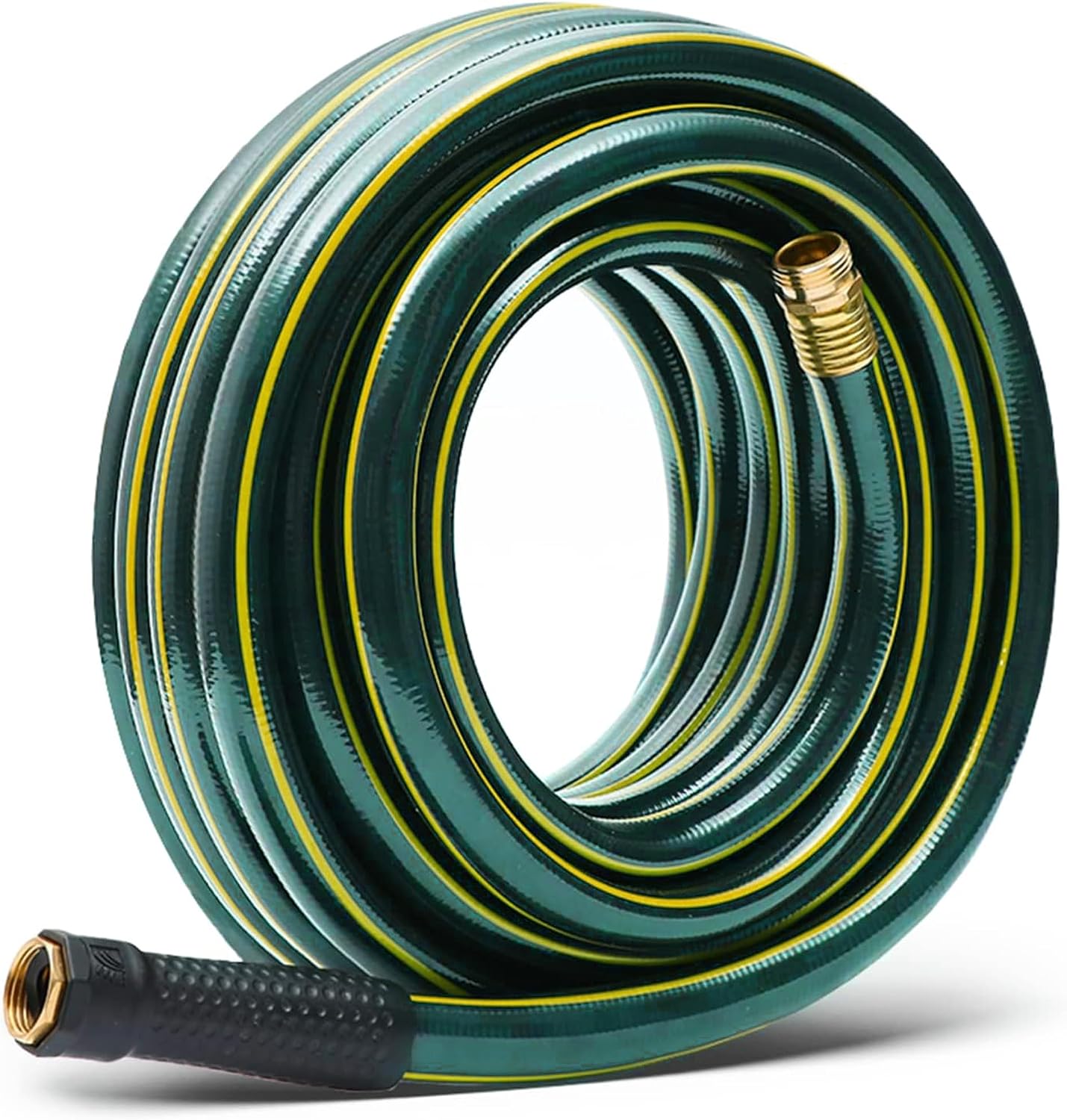 Solution4Patio Long Black Garden Hose 3/4 in. x 50 ft. -Heavy Duty Durable Flexible Lightweight Water Pipe -Brass Aluminum Ends for Household & Commercial -Kink Free, No Leaking, Male/Female Fittings