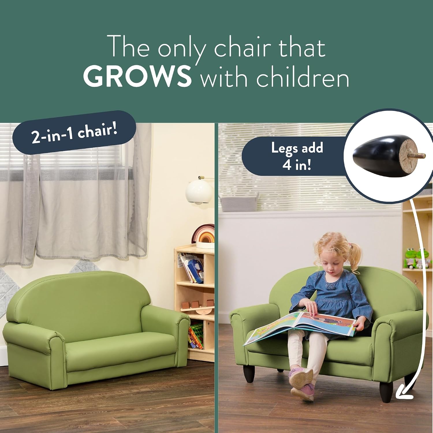 Children's Factory Upholstered Toddler Couch, Sofa, Deep Water