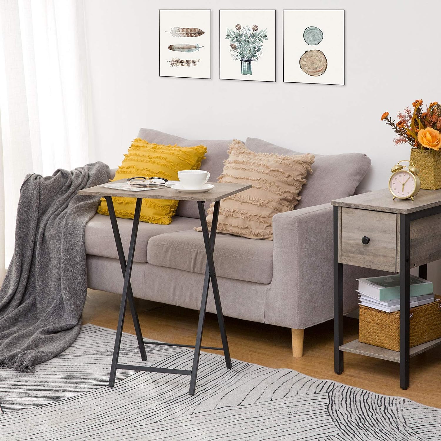 HOOBRO Folding TV Table, TV Tray, Stable Snack Table for Small Space, Portable Sofaside Desk, Easy Assembly and Storage