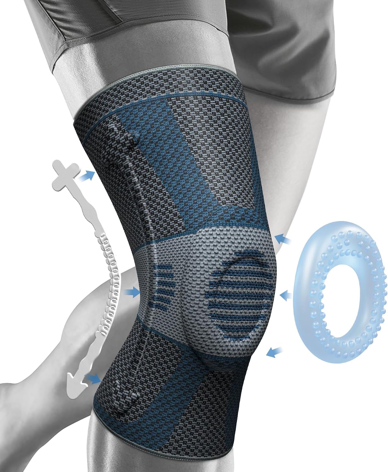 NEENCA Knee Braces for Knee Pain Relief, Compression Knee Sleeves with Patella Gel Pad & Side Stabilizers, Knee Support for Weightlifting, Running