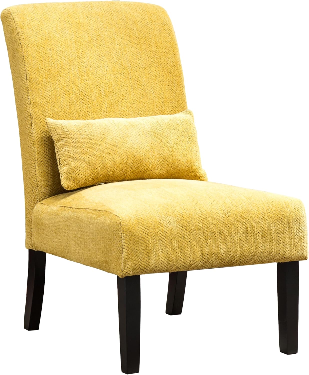Roundhill Furniture Pisano Teal Blue Fabric Armless Contemporary Accent Chair with Kidney Pillow