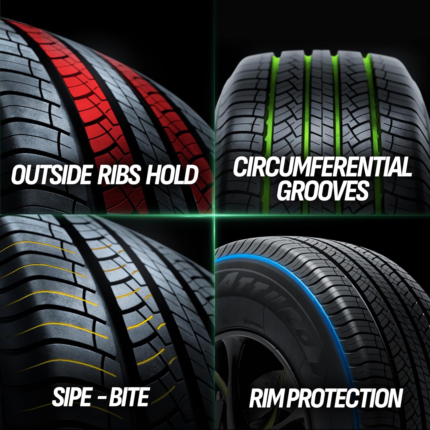 ATTURO AZ600 All-Season Touring Tire, 225/55R17 101H XL | Truck/SUV Touring All Season Traction 101H Rated Extra Load Radial Construction Black Sidewall Tire