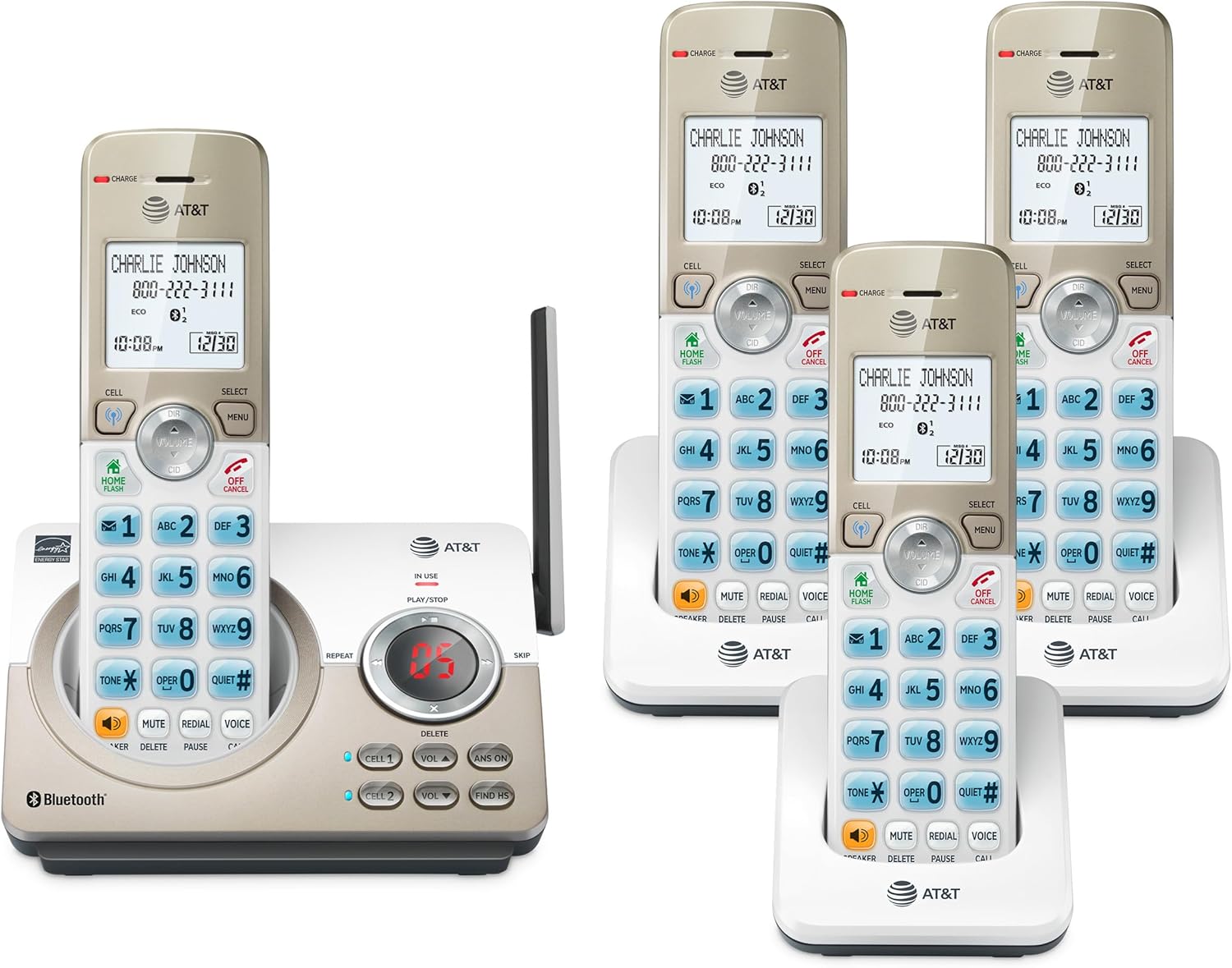 AT&T DL72219 DECT 6.0 2-Handset Cordless Phone for Home with Connect to Cell, Call Blocking, 1.8" Backlit Screen, Big Buttons, intercom