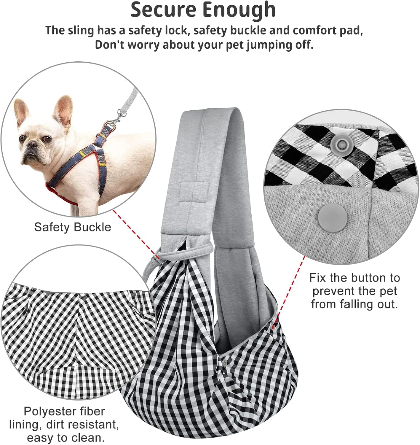 Dog and Cat Sling Carrier - Hands Free Reversible Pet Papoose Bag - Soft Pouch and Tote Design - Suitable for Puppy, Small Dogs Cats Outdoor