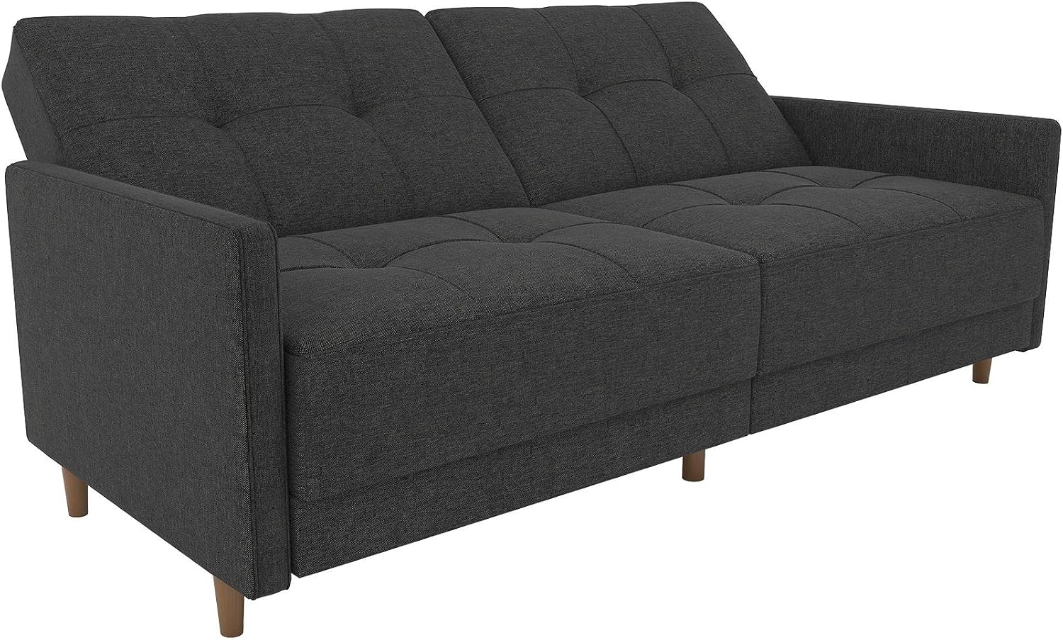 DHP Andora 76 Inch Futon Sofa Bed, Modern Upholstered Couch Sleeper with Button Tufted Back and Seat, Navy
