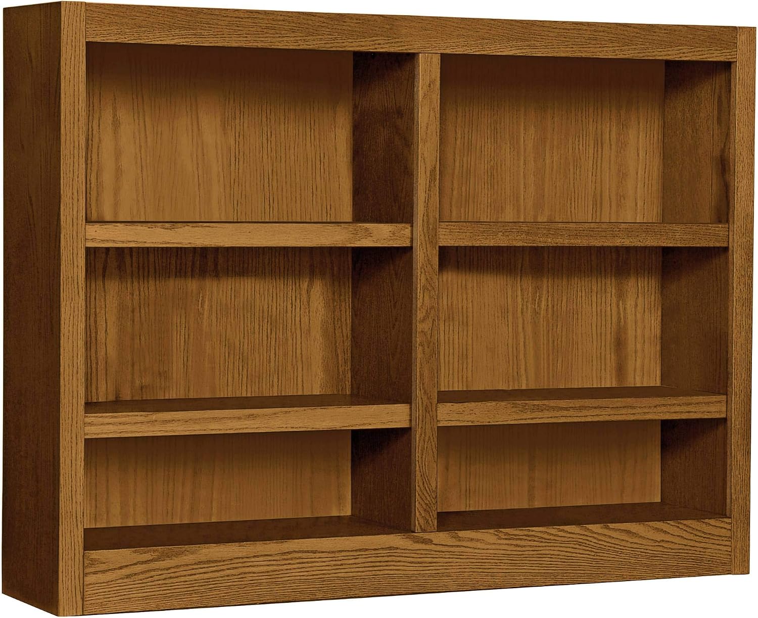 Concepts in Wood MI4836 6 Shelf Double Wide Wood Bookcase, 36 inch Tal (Oak)