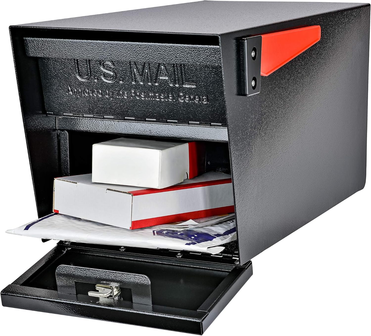 Mail Boss Mail Manager Modern Locking Post Mount Mailbox, USPS Approved | Patented anti-pry lock, accepts small packages
