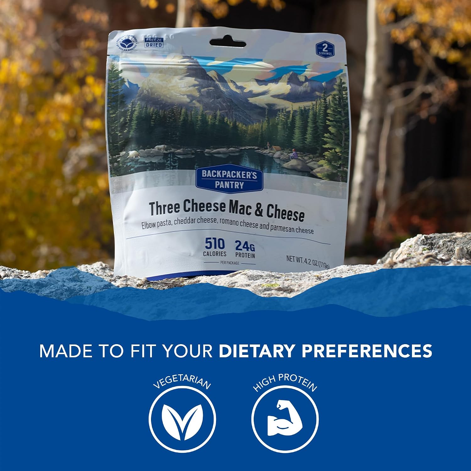 Backpacker's Pantry Lasagna | 1-Pack | 29g Protein | 620 Cal | Vegetarian, Nut Free | Made in the USA | Freeze Dried Meal & Camping Food