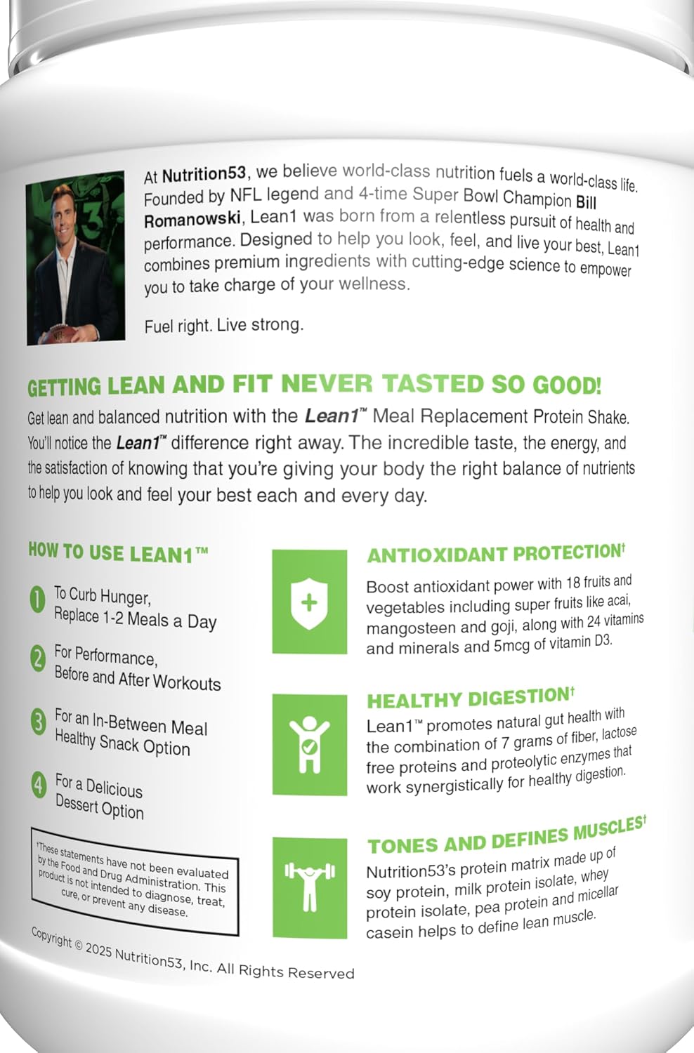 Lean1 Vanilla, Meal Replacement Protein Shake, 15 Serving Tub