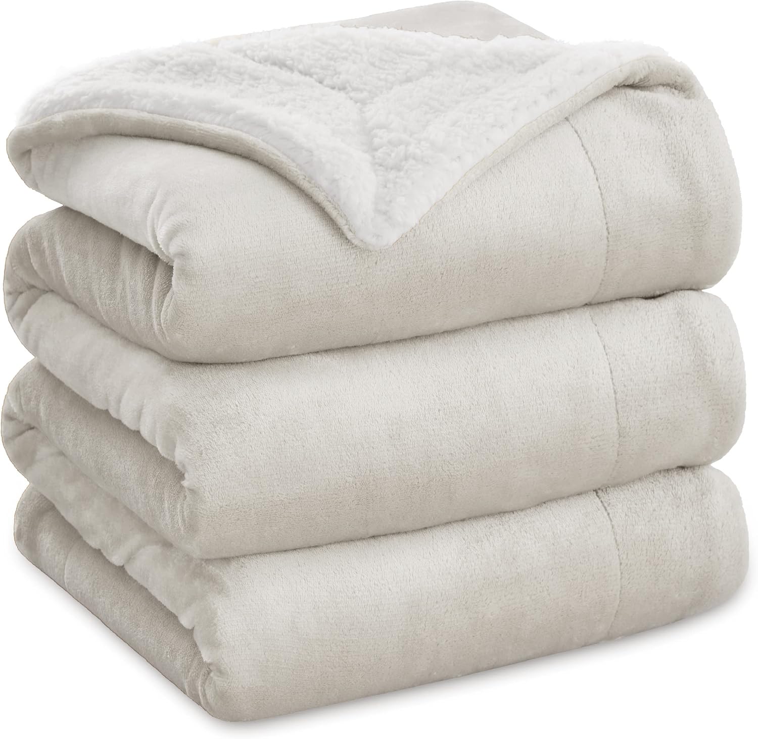 Bedsure GentleSoft Sherpa Fleece Throw Blanket for Couch, Non-Heated, Thick & Warm Cozy Blanket for Winter Fall, Soft Fuzzy Plush Throw Gifts for Women and Men, Grey, 50x60 Inches