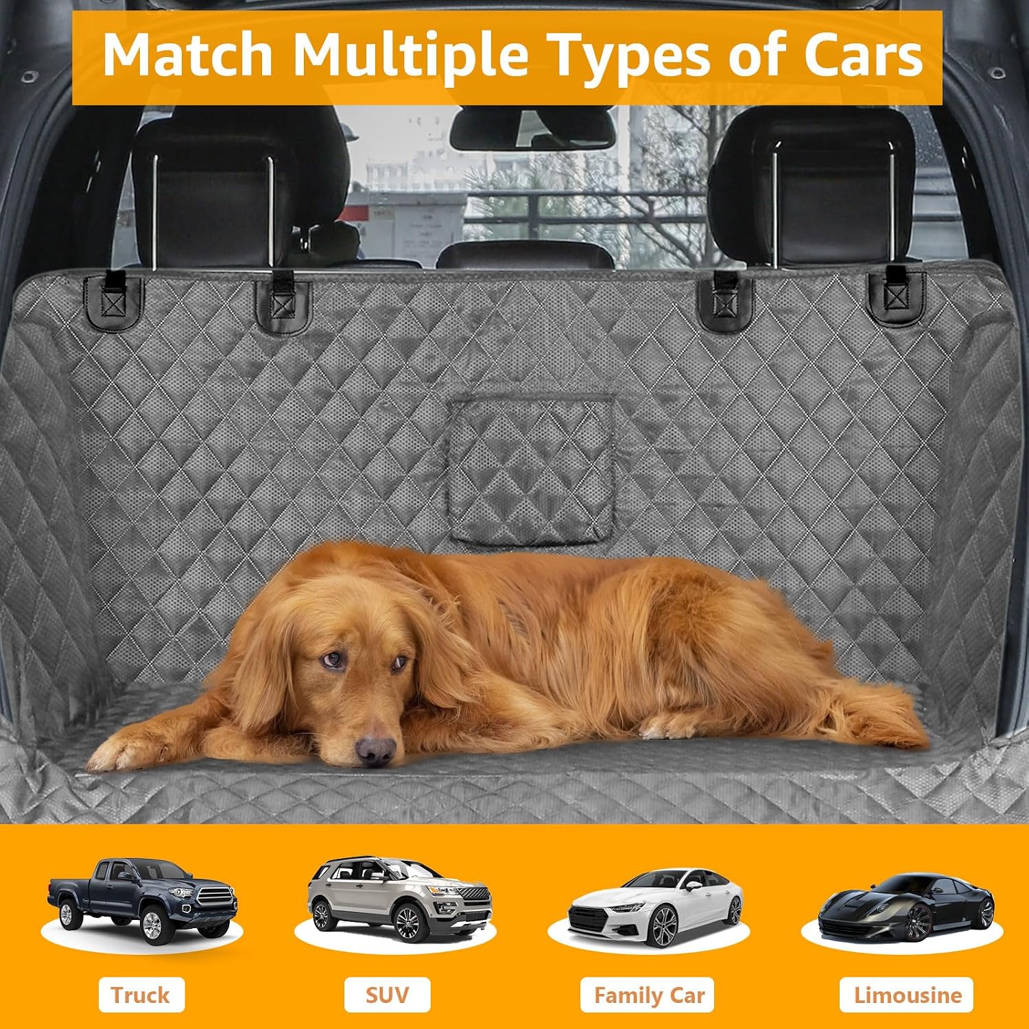 PETICON SUV Cargo Liner for Dogs, Trunk Cover with Bumper Flap Protector