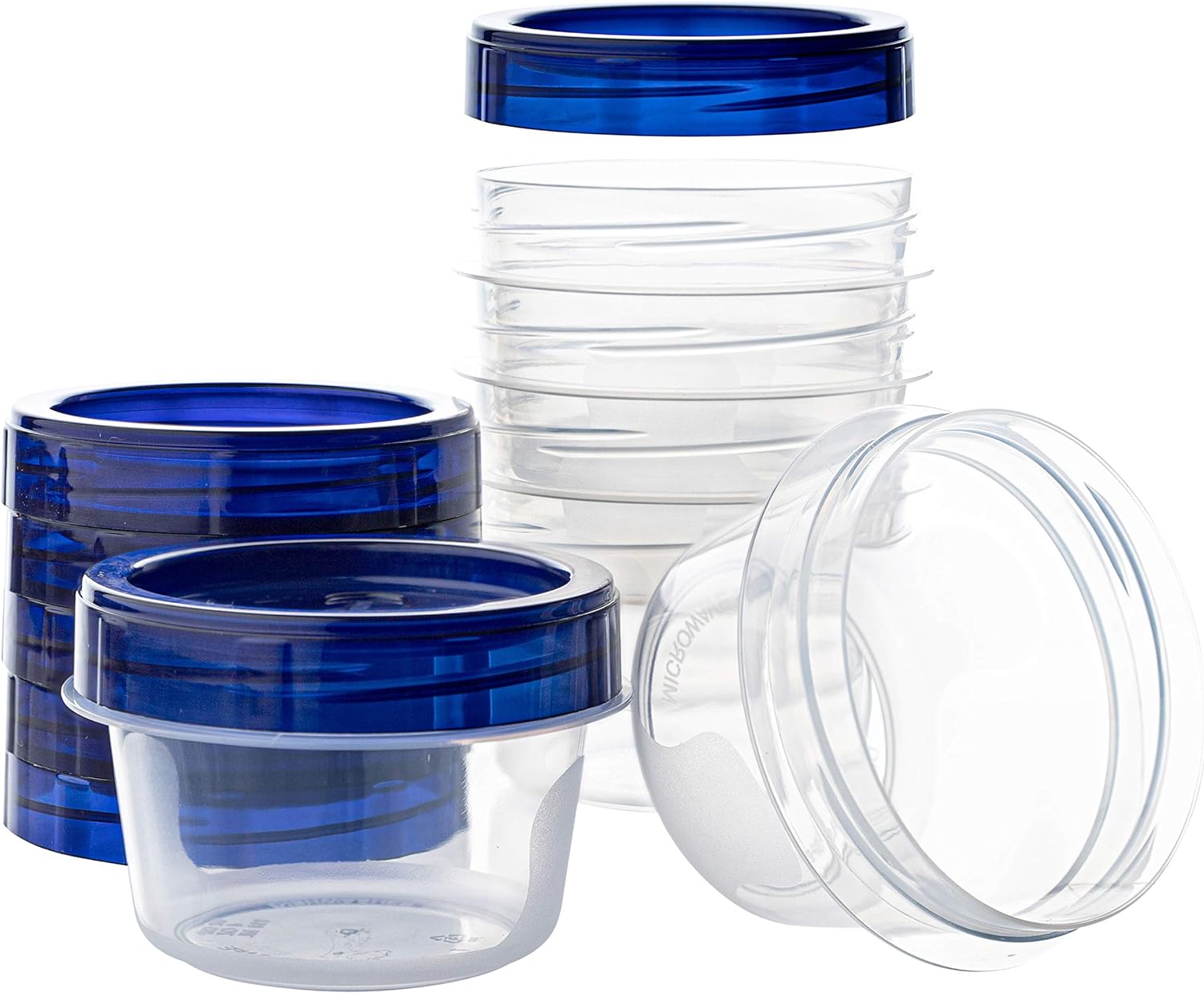 PLASTICPRO Twist Top Deli Containers Clear bottom With blue [32 oz 3 Pack]
