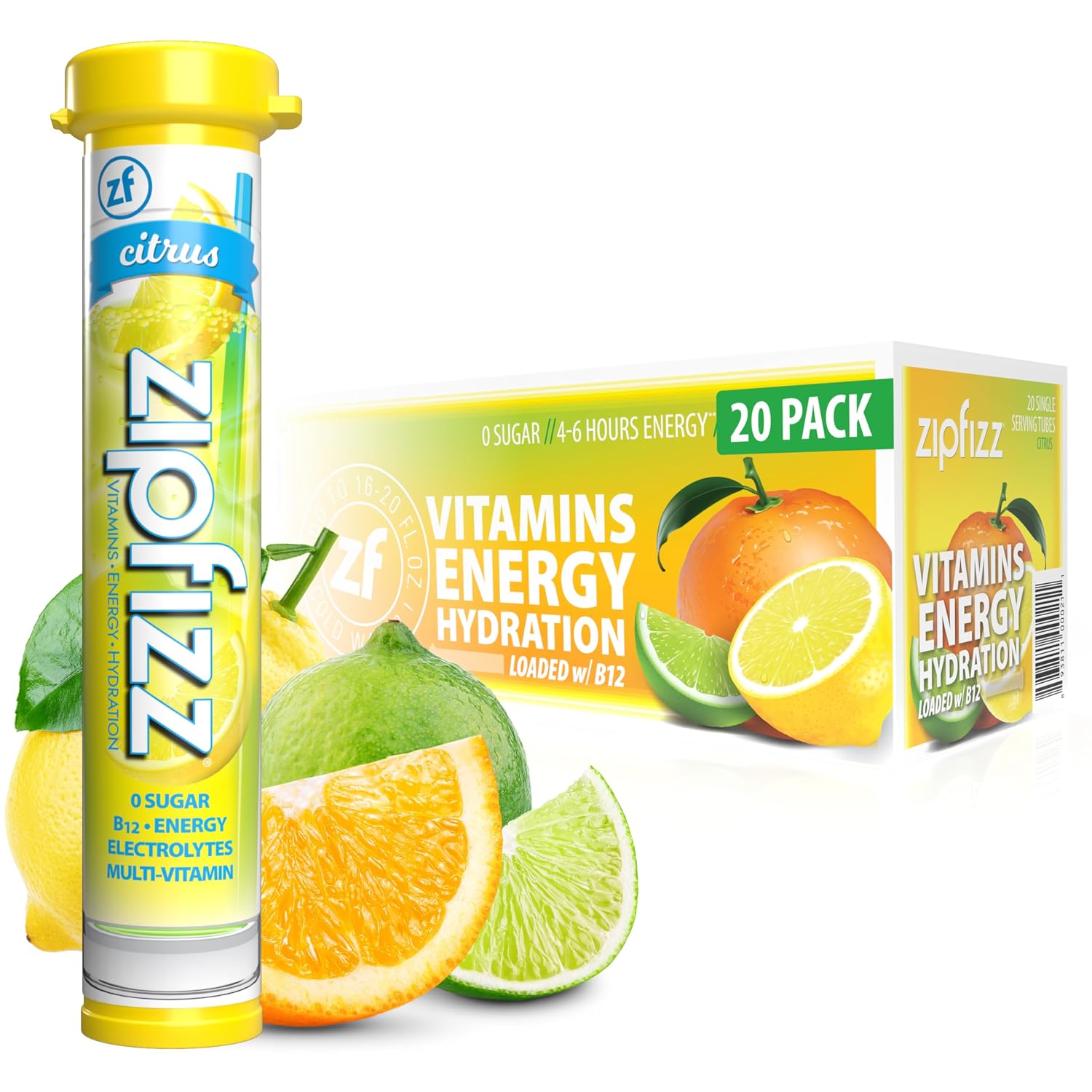 Zipfizz Energy Drink Powder, 20 Pack B12 Electrolyte - Pink Lemonade | Hydration tubes with vitamin drink benefits, 100mg caffeine, B12, electrolytes, & no artificial sugar for active lifestyle