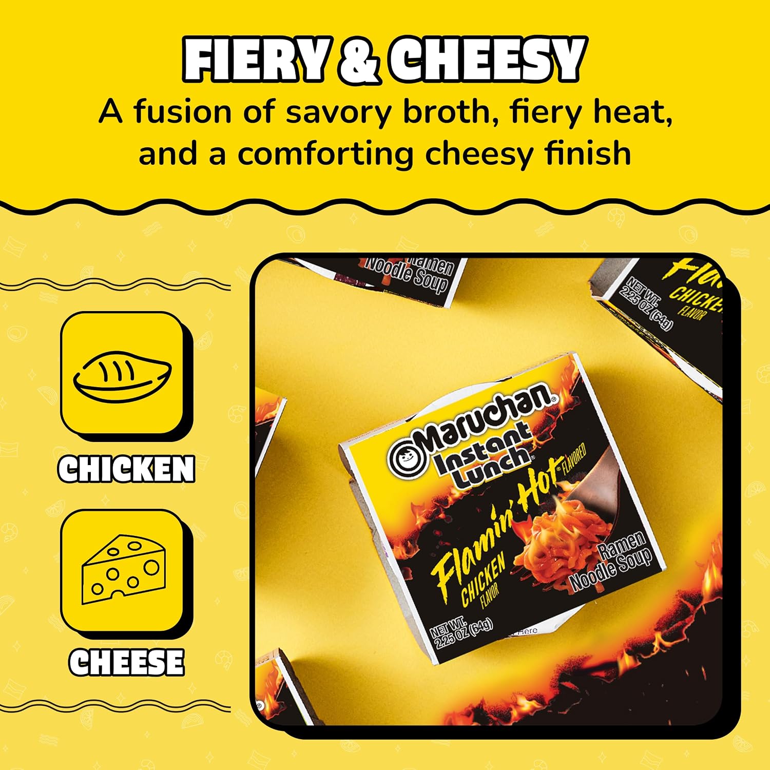 Maruchan Instant Lunch Ramen Noodles, Cheddar Cheese Flavor – Japanese-Style Instant Noodle Soup, Easy Meal Ready in 3 Minutes – 2.25 Oz. (12 Pack)