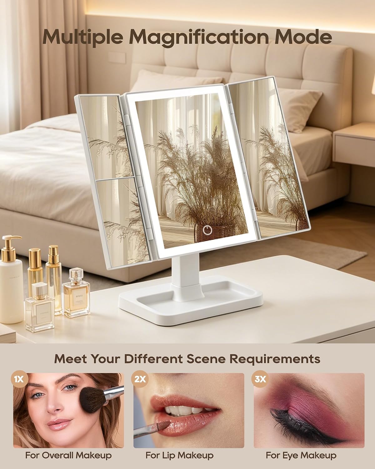 BWLLNI Lighted Makeup Mirror, White Vanity Mirror with Lights,9 LED Bulbs