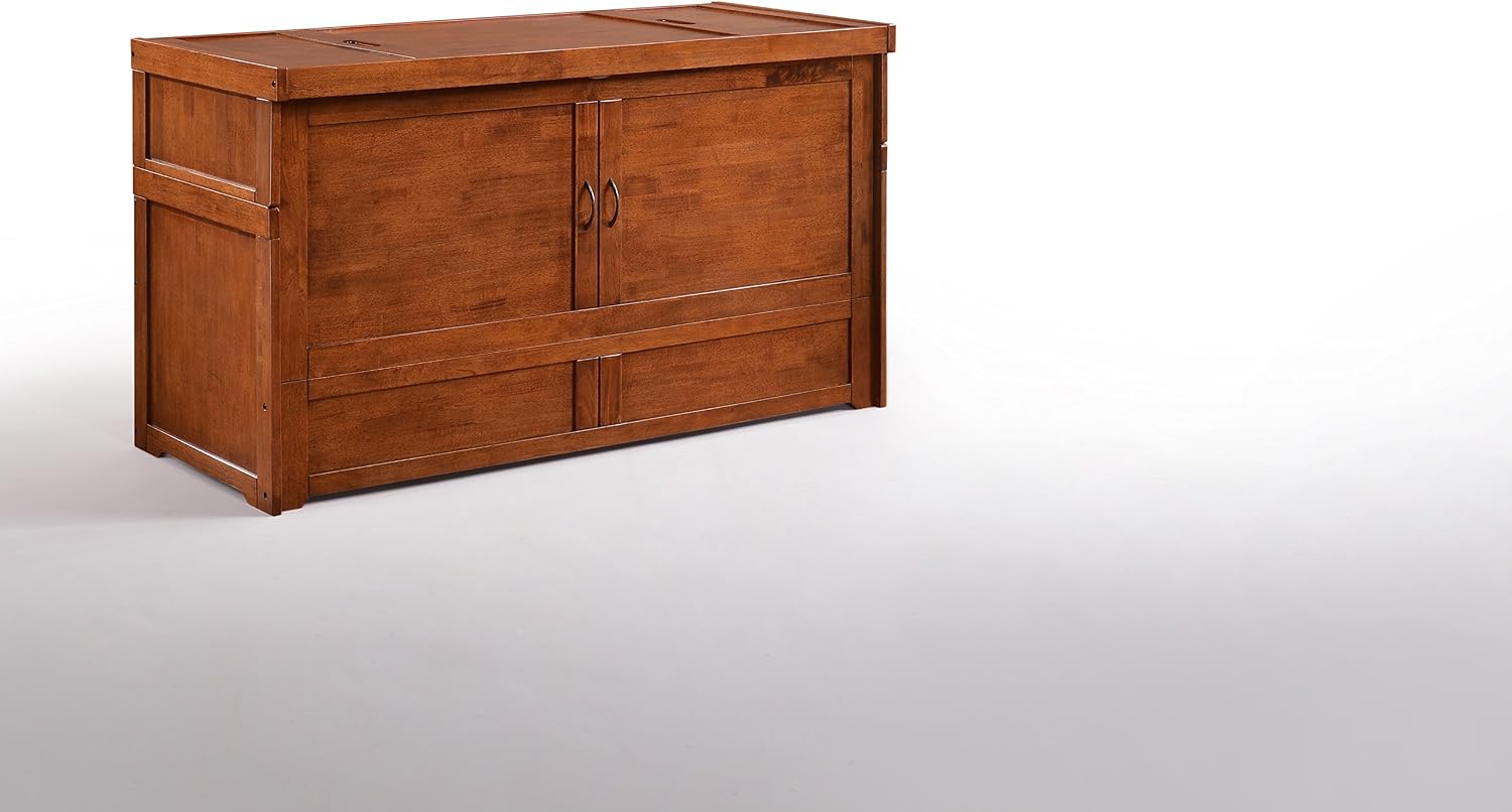 NIGHT & DAY Furniture Murphy Cube Cabinet Bed Pre-Assembled (Cherry, Queen) | Pre-Assembled