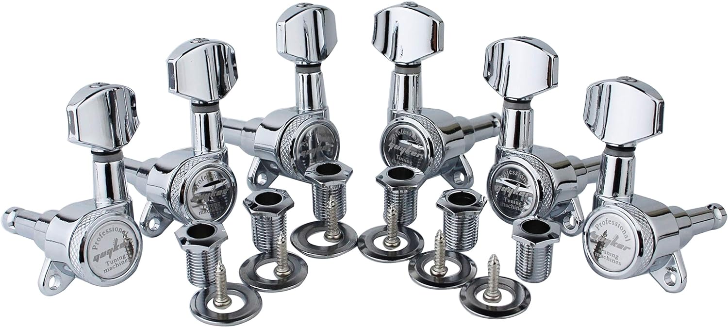 Guyker Guitar Locking Tuners (6 for Right) - 1:18 Lock String Tuning Key Pegs Machine Head with Hexagonal Handle Replacement for ST TL SG LP Style