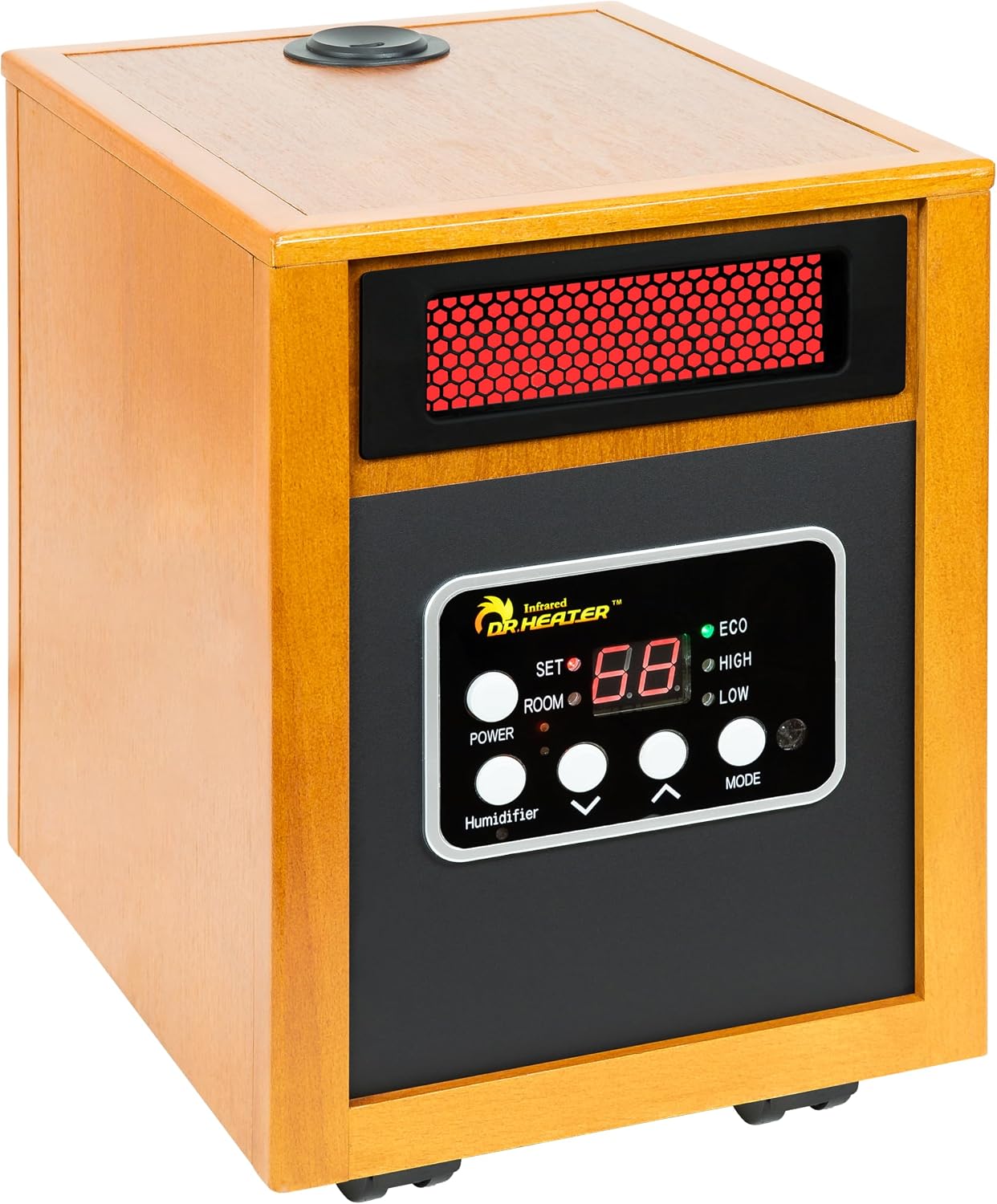 Dr. Infrared Heater DR-968H Indoor Portable Space Heater with Humidifier, 1500-Watt, Cherry