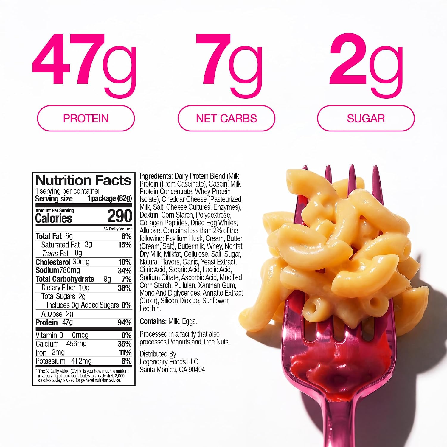 Legendary Foods 48g Protein Pasta Gluten Free Garlic Parmesan Cup | 8g Net Carbs, High Fiber Keto Pasta, Instant Protein Lunch - Low Carb Diet, Microwave Pasta Cups, Post workout Quick Meal