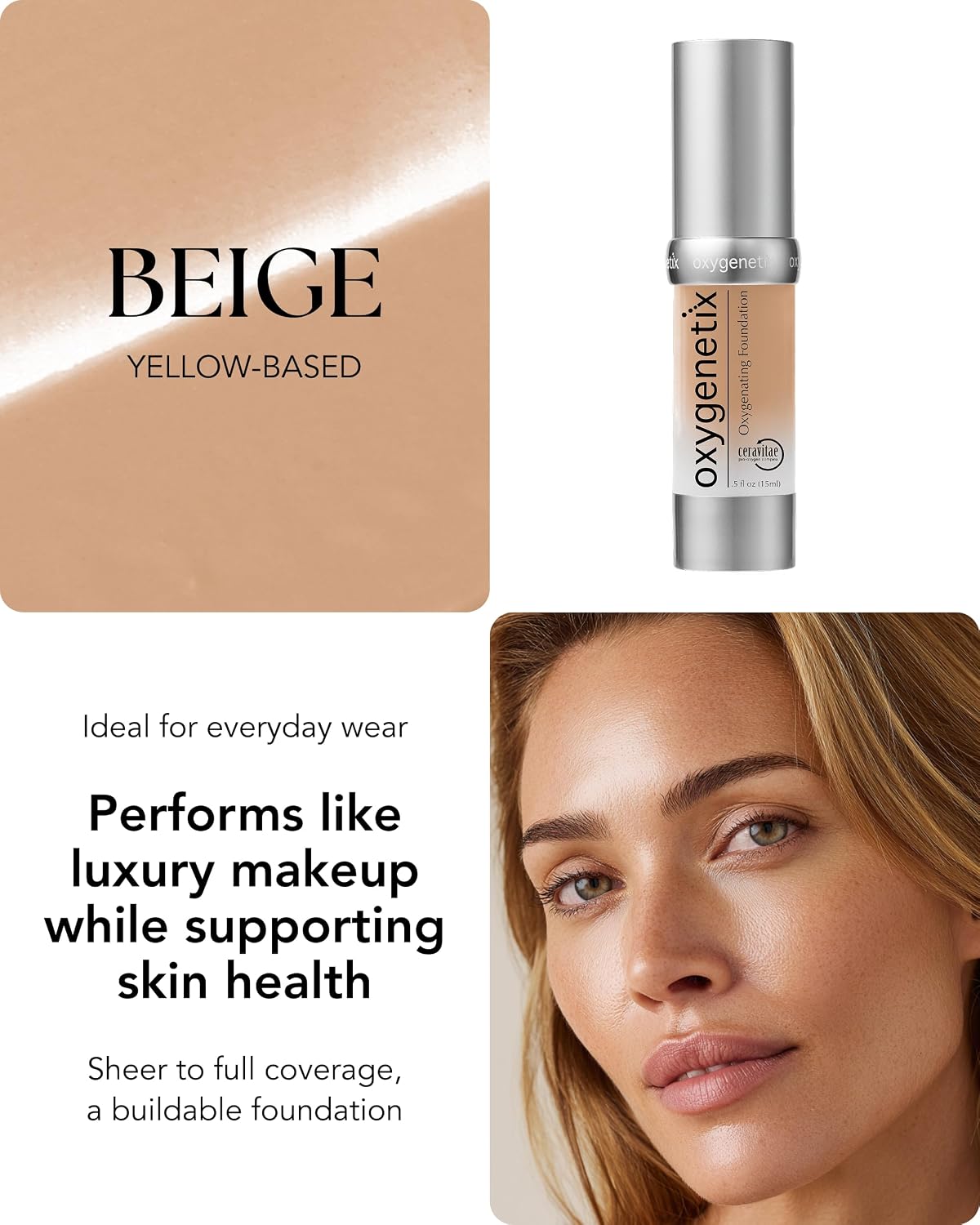 Oxygenetix Oxygenating Foundation – Pearl | Breathable Makeup, Buildable Coverage with Weightless Feel, Longwear Foundation, Safe for Sensitive or Laser-Treated Skin