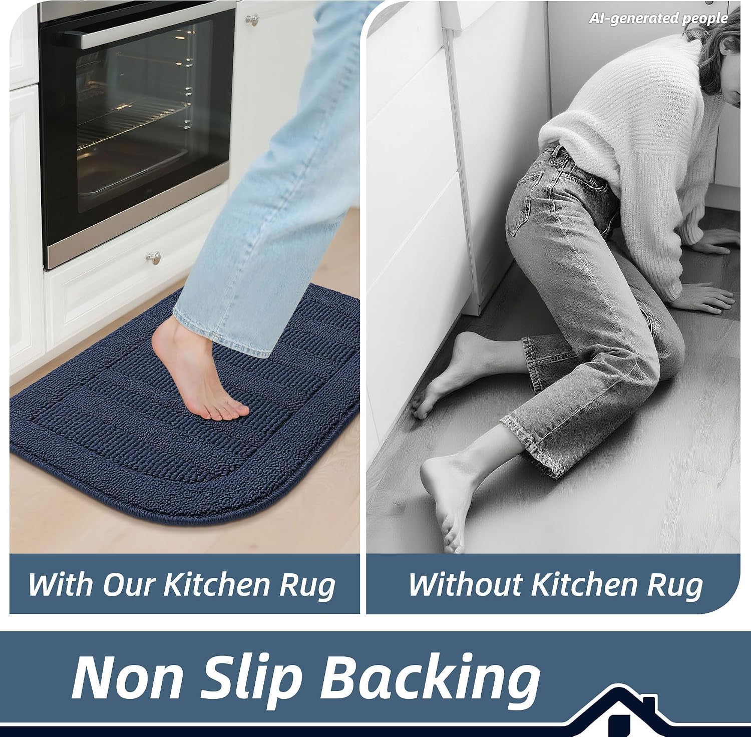 BEQHAUSE 30x18 Inch Kitchen Rugs Non Slip Washable Kitchen Sink Rug, Green