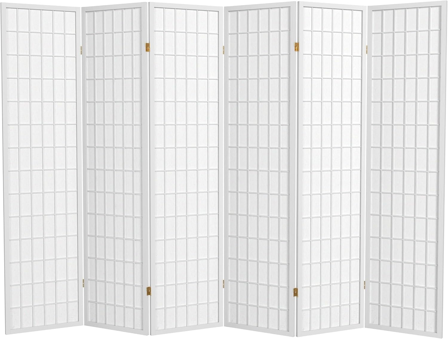 Red Lantern 6 ft. Tall Window Pane Shoji Screen - Walnut - 5 Panels
