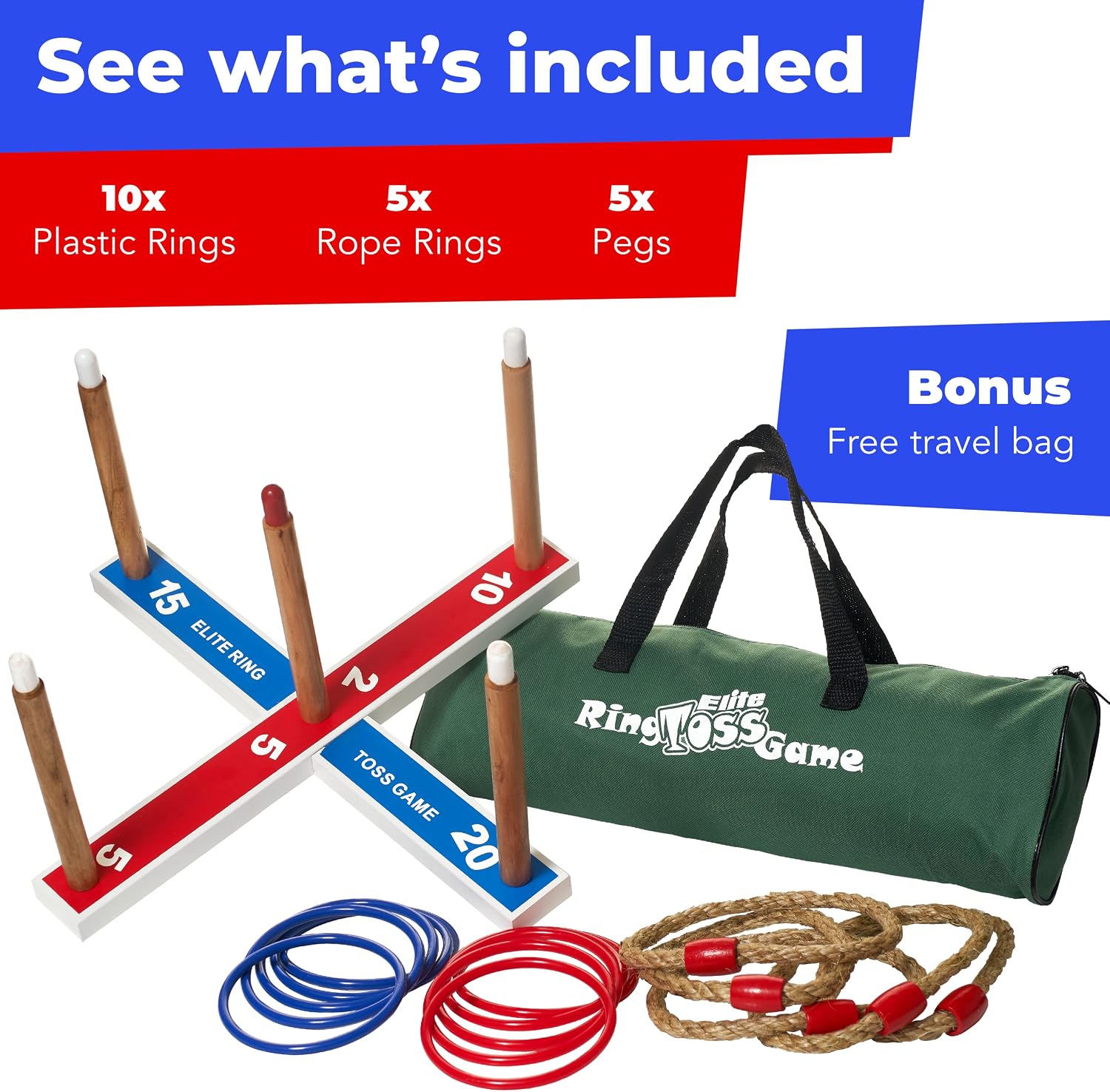 Elite Sportz Ring Toss Games for Kids - Outdoor Yard Game for Adults & Family - Backyard Toys, Outdoor Game, Backyard Games