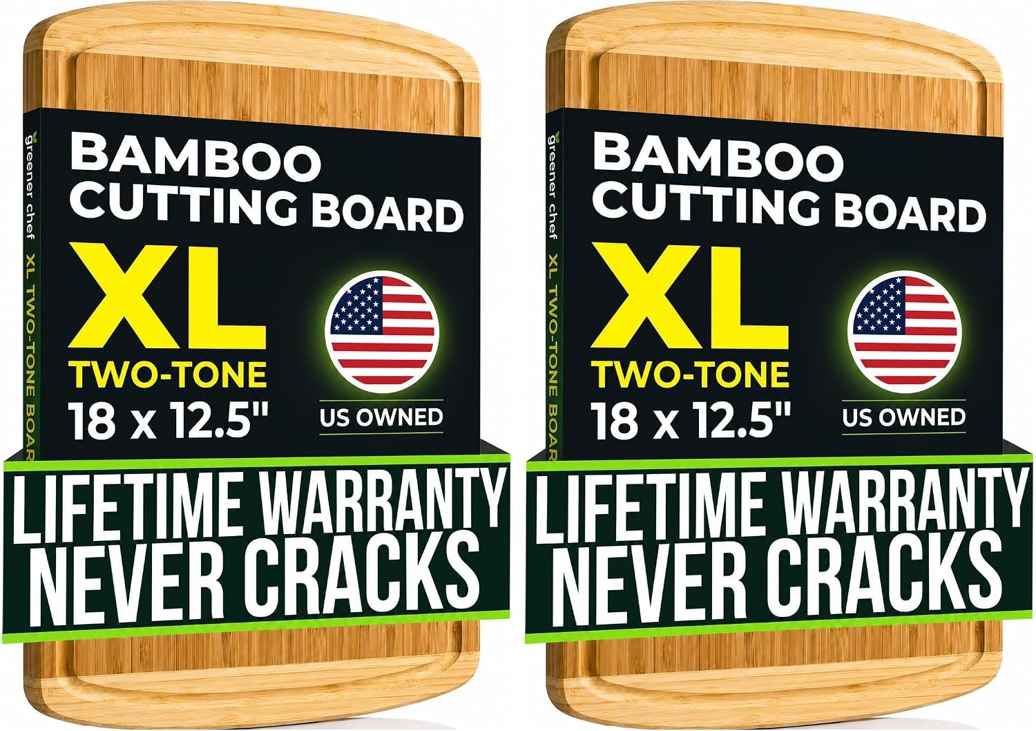 INDESTRUCTABLE Bamboo Cutting Board (Extra Large) with Vertical Grain Strength Technology - Non Toxic, Spacious and Lightweight 18" XL Chopping Board Gift - Replacements for Life