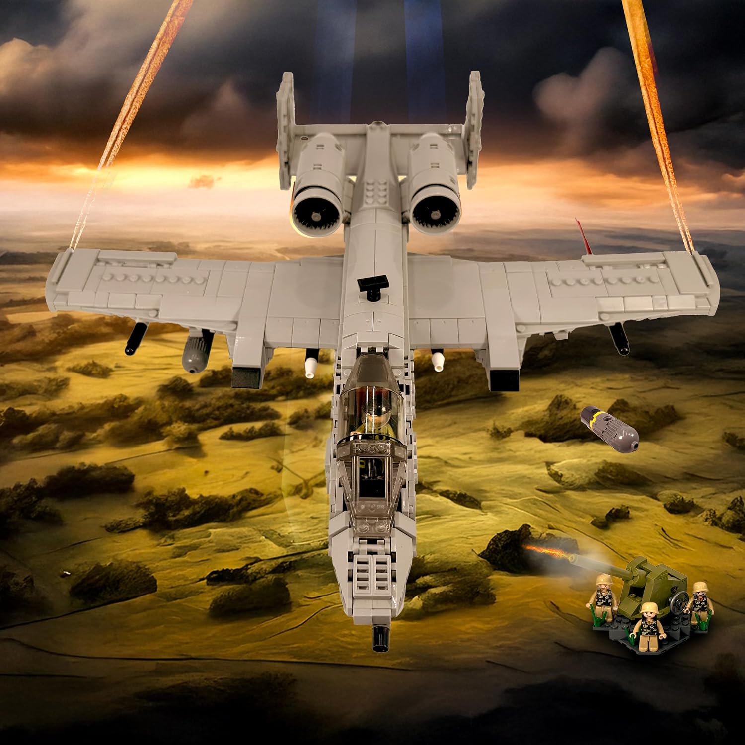 General Jim's A-10 Thunderbolt II Warthog Fighter Jet Building Blocks Set 931 Pieces Cold War Attack Aircraft Model Plane with Opening Cockpit