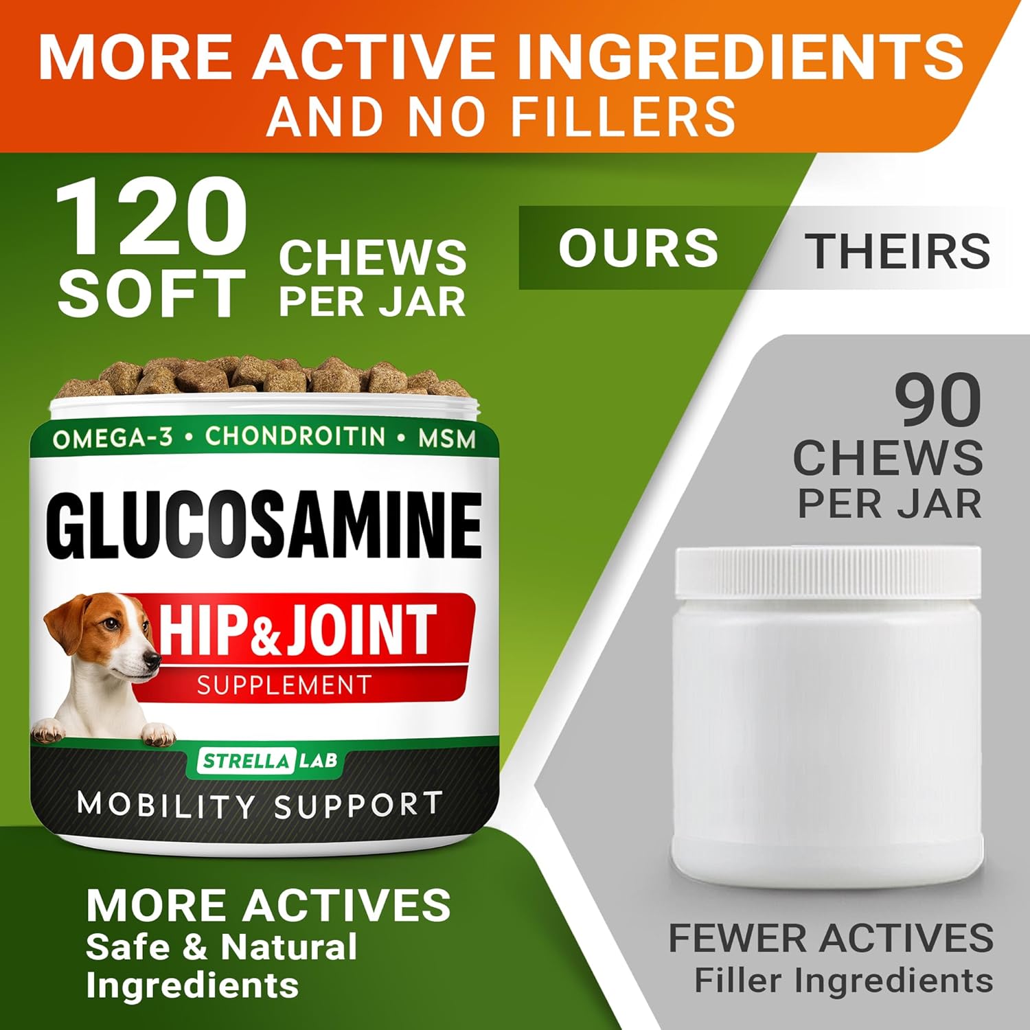 Advanced Glucosamine for Dogs, Chondroitin & MSM Hip Joint Supplement Chews