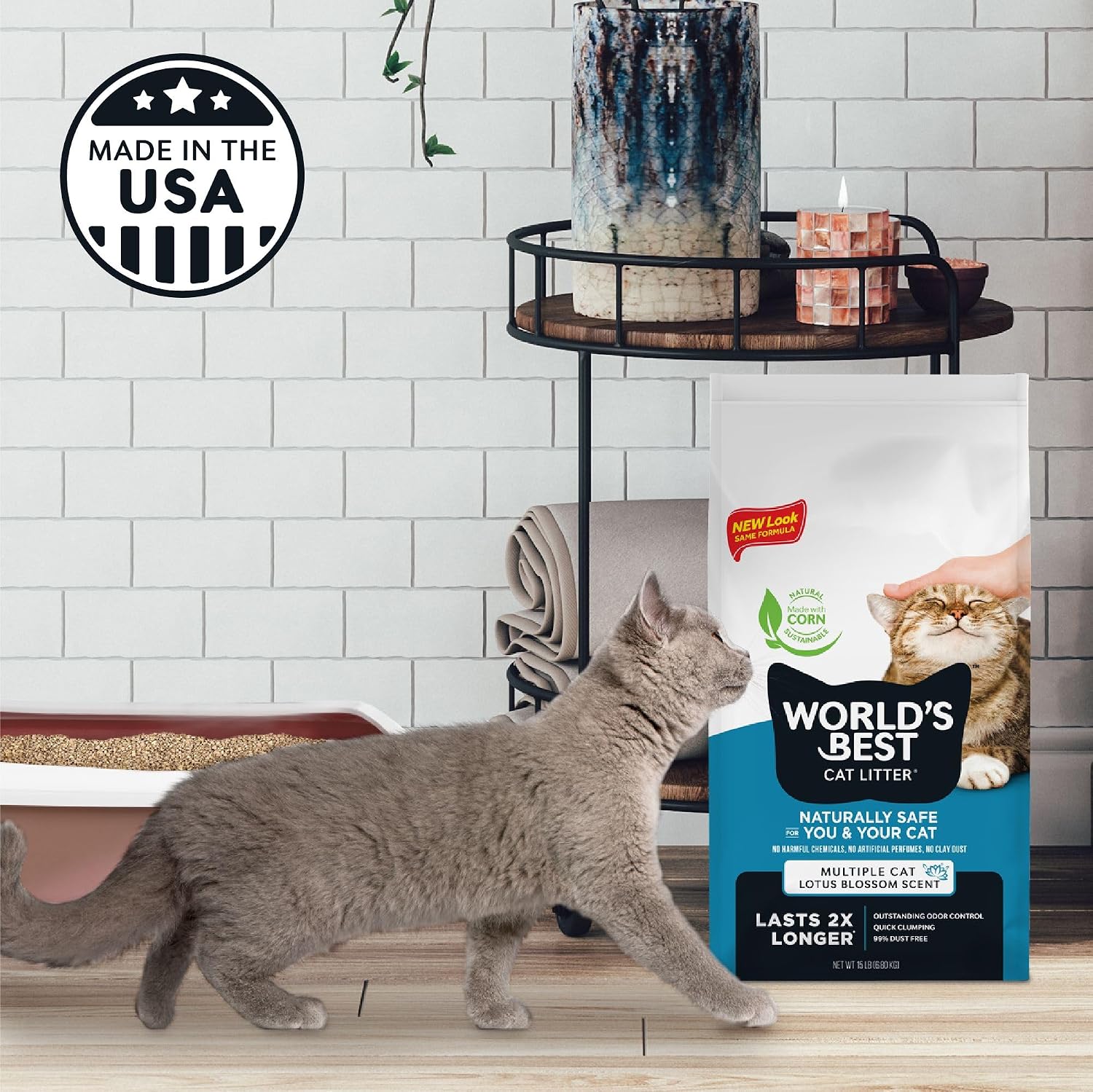 World's Best Cat Litter Lotus Blossom Scented, Odor Control, 32 lb Bag