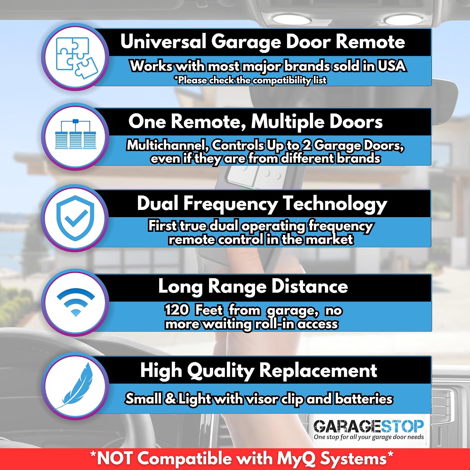 2X Universal Garage Door Opener Remote KLIK1U 375UT 375LM Garage Clicker