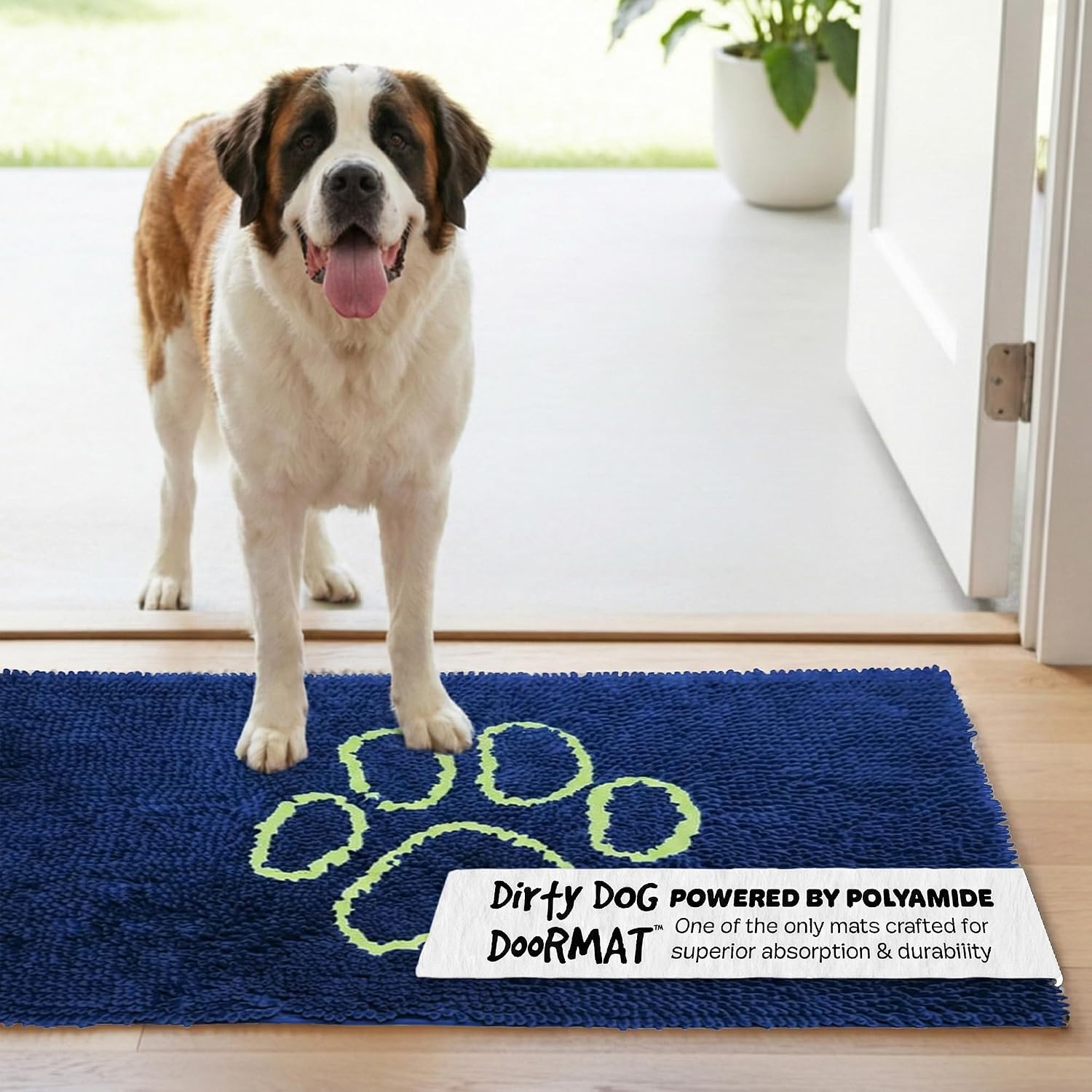 Dog Gone Smart Dirty Dog Doormat - Fast Drying Rug with Super Gripper Backing for Clean Floors - Super Absorbent and Machine Washable Mat for Muddy Paws - Grey