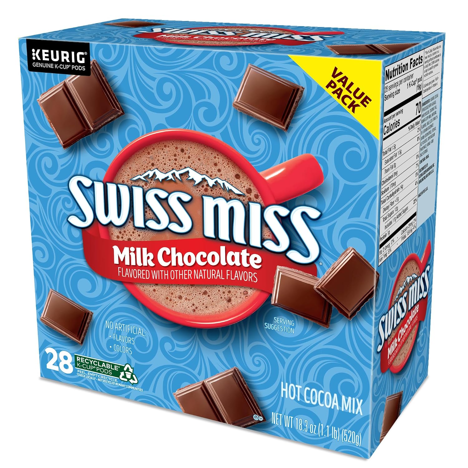 Swiss Miss Milk Chocolate Hot Cocoa Keurig Single-Serve K Cup Pods, 28 Count