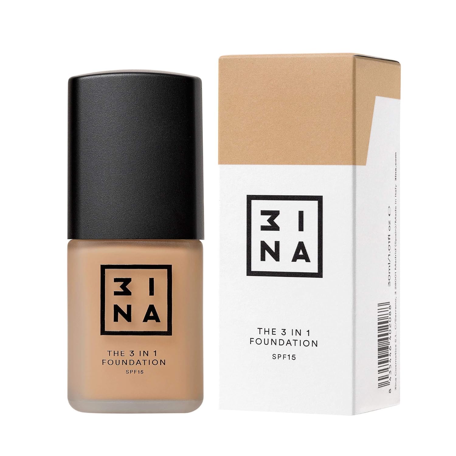 3INA The 3-in-1 Foundation – Liquid Foundation with SPF 15 – 12-Hour, Light to Medium Coverage – Skincare, Concealer, Coverage in One – 213 – 1.01 oz