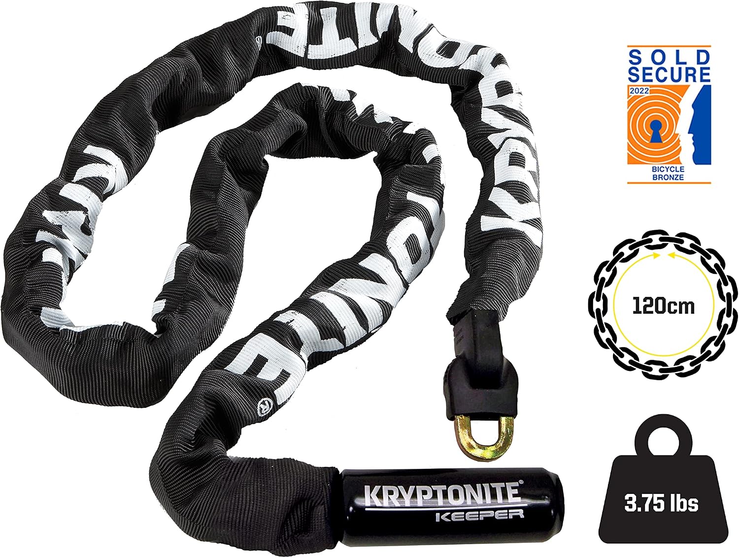 Kryptonite Keeper 712 Bike Chain Lock, 4ft Heavy Duty Anti-Theft Lock | Weather-resistant, 120cm long, hardened steel 7mm links, 2 keys