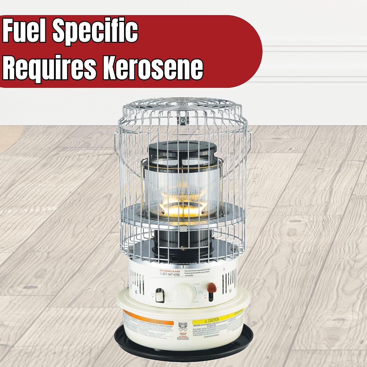 Kero World Kerosene Convection Wick Heater with Radiant and Convective Heat, Lightweight Portable Compact Design, and Sure Seat Chimney System, White.