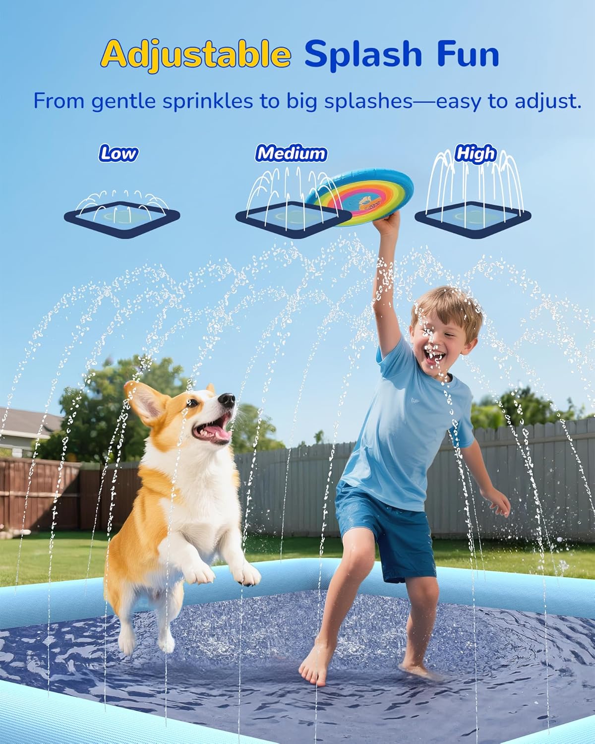 VISTOP 67" Non-Slip Splash Pad for Kids and Dogs, Thickened Sprinkler Pool for Toddlers, Outdoor Backyard Water Toys, Fun Fountain Play Mat for Babies
