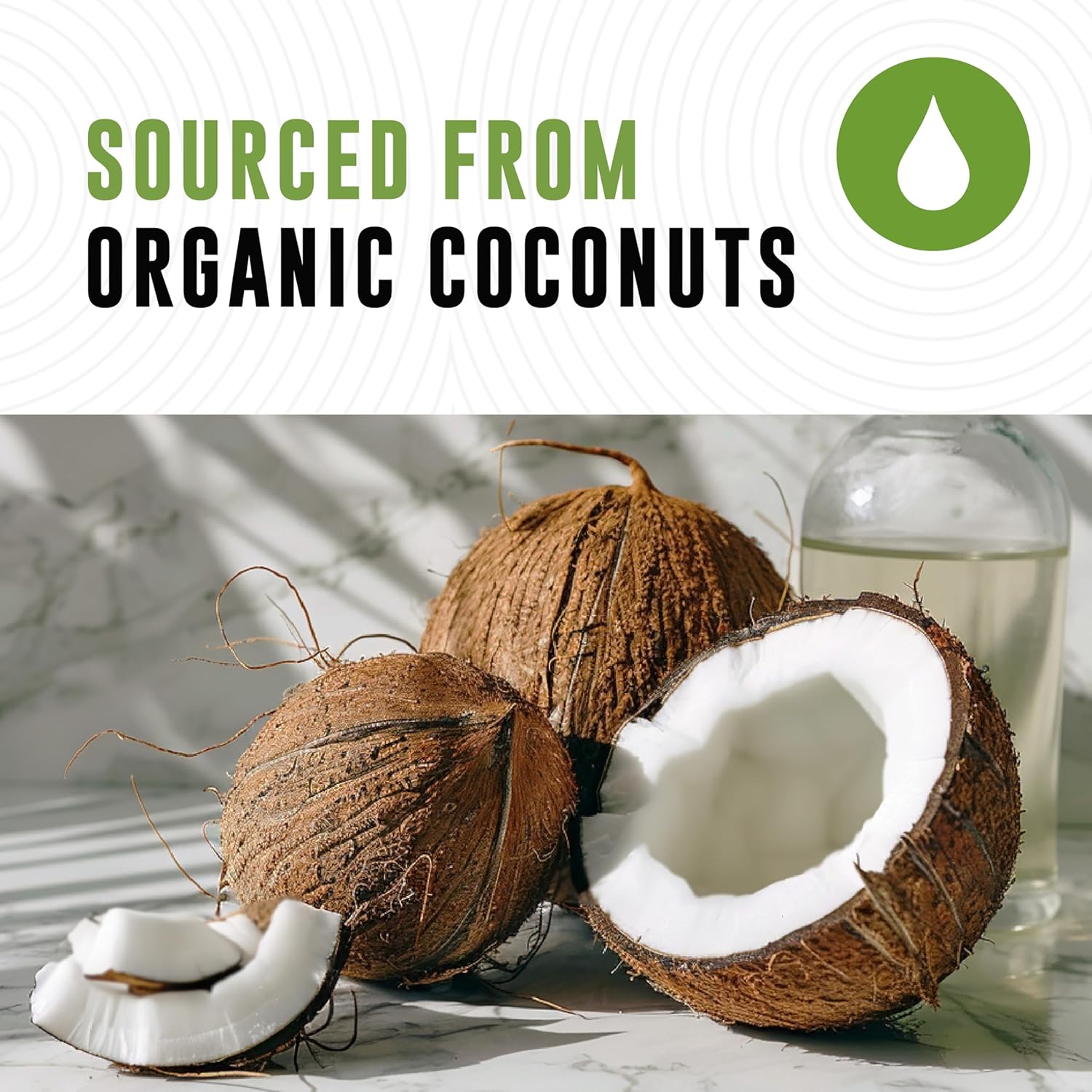 100% Coconut MCT Oil Liquid, 32 Fl Oz | MCT Oil C8 C10 for Sustained Mental Energy & Focus - Support Great for Smoothies Salads Coffee - Palm Free, Keto Friendly