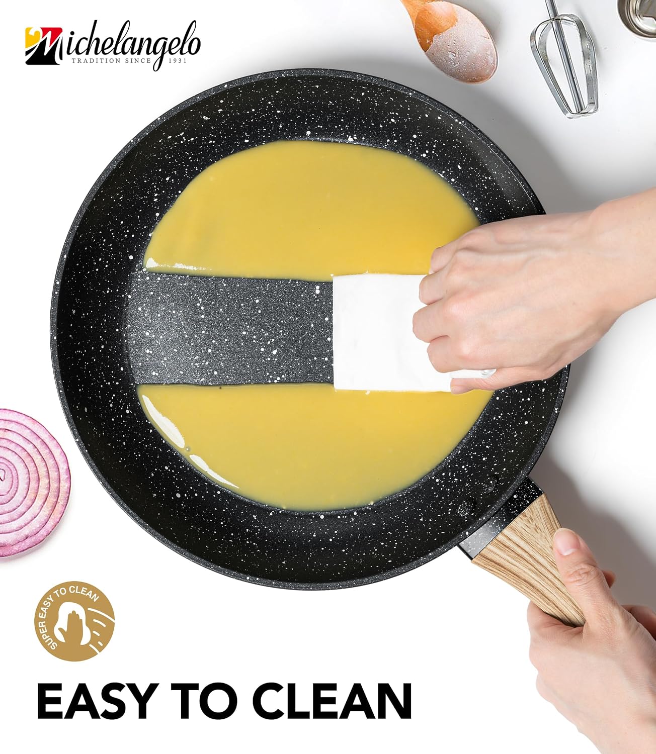 MICHELANGELO 8 Inch Nonstick Frying Pan with Lid, Non Stick Small Frying Pan with Non-Toxic Coating, Non-Stick Skillet with Ergonomic Handle