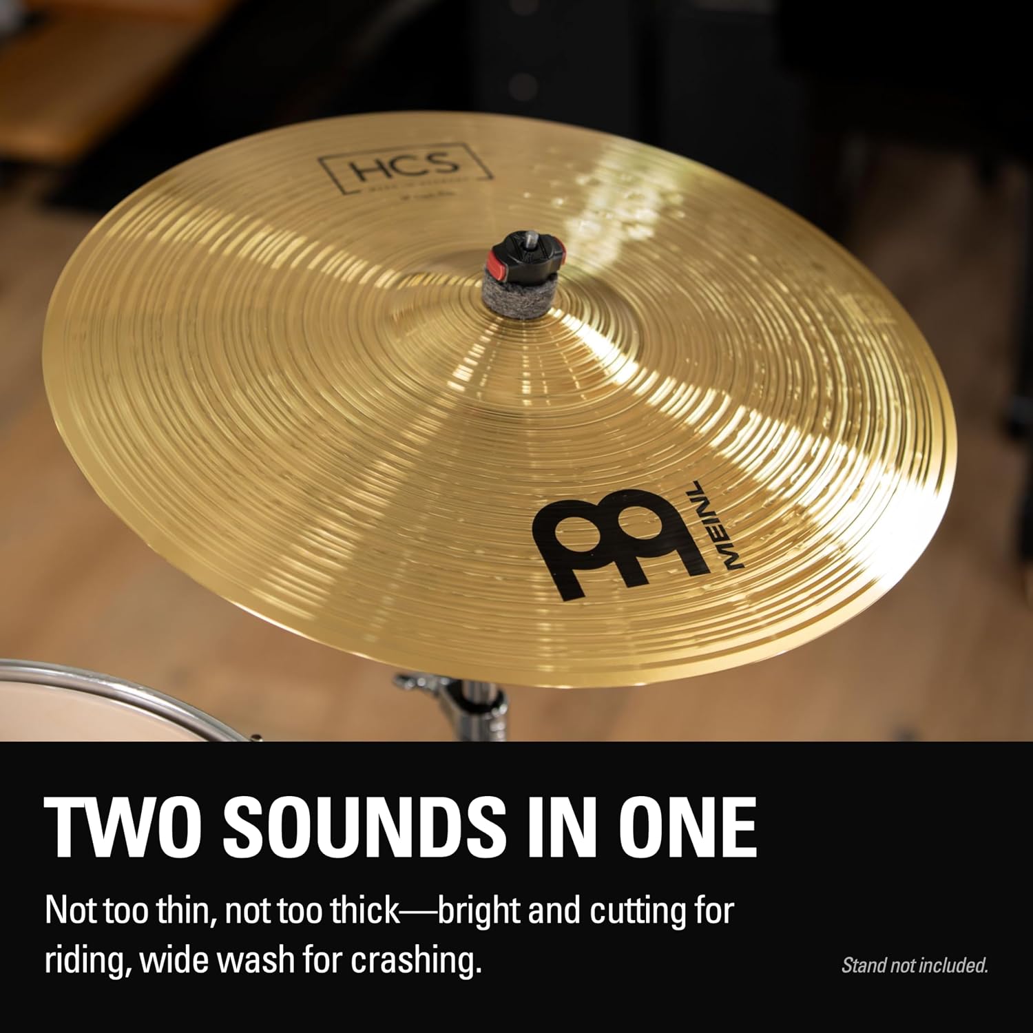 Meinl 18" Crash/Ride Cymbal - HCS Traditional Finish Brass for Drum Set, Made in Germany, 2-YEAR WARRANTY (HCS18CR) | Durable Brass Alloy