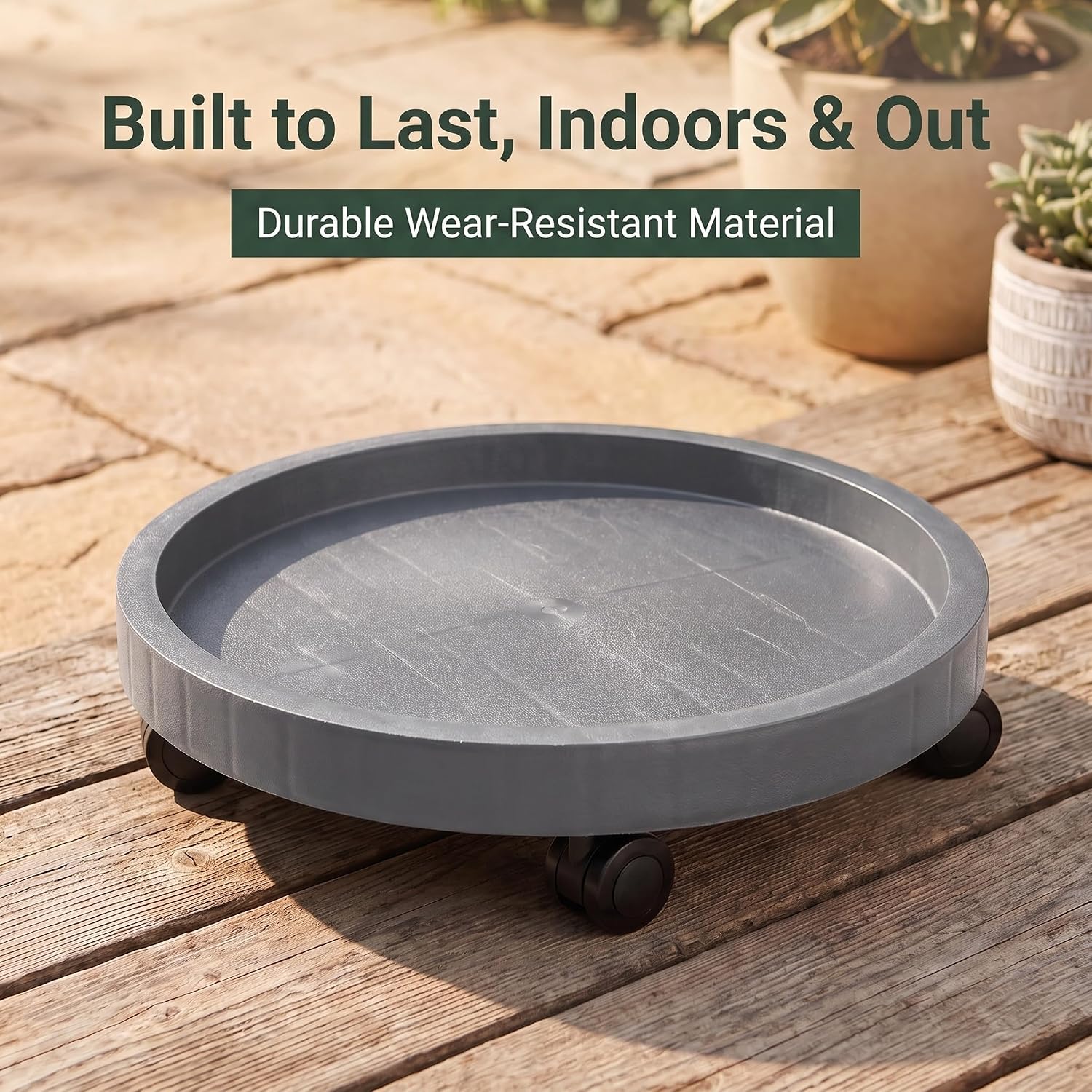 2 Pack of 11 Inch Heavy Duty Plant Caddy with Wheels, Rolling Plant Stand Pot Trolley, Wheeled Planter Saucer Tray