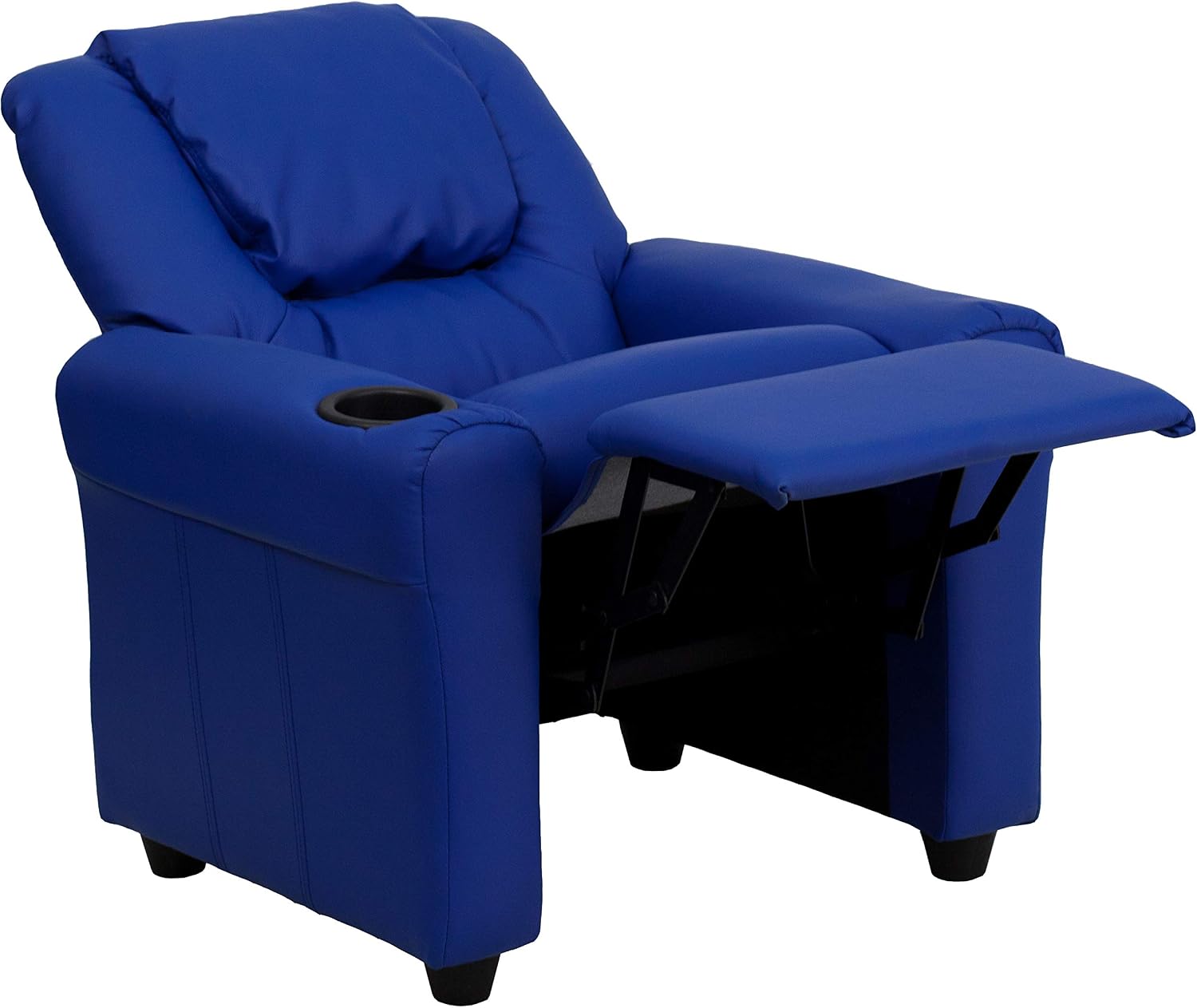 Flash Furniture Vana LeatherSoft Kids Recliner with Cup Holder, Headrest, and Safety Recline, Contemporary Reclining Chair for Kids, Supports up to 90 lbs., Brown | Manual Recline, Padded Seat and Back, Child-Friendly Design, Safety Recline Feature