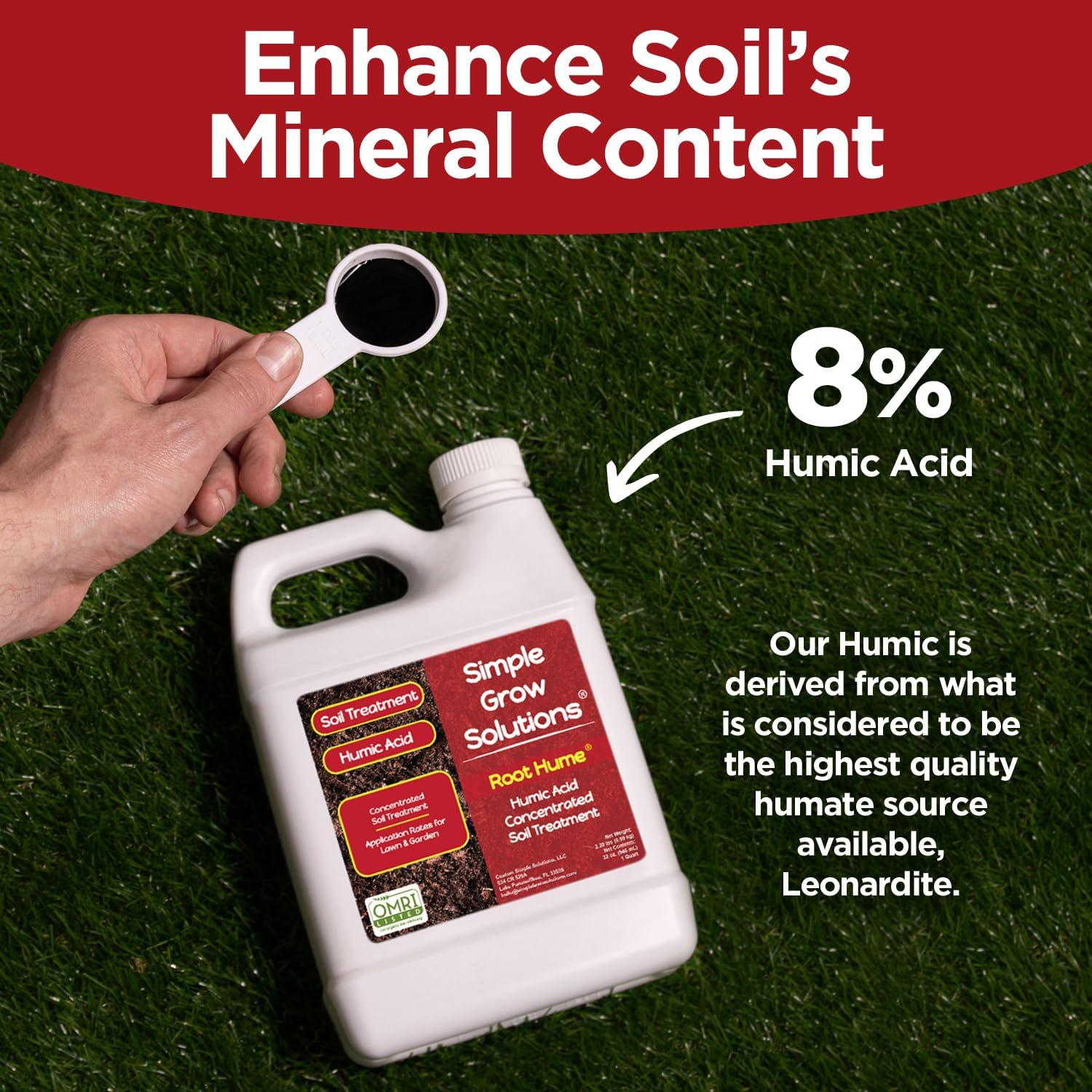 Raw Organic Soil Conditioner- Root Hume- Simple Grow Solutions- Natural Plant & Lawn Treatment- Nutrient Food Enhancer- Concentrated Liquid Humic - Grass, Tomatoes, Citrus, Flowers, Vegetables