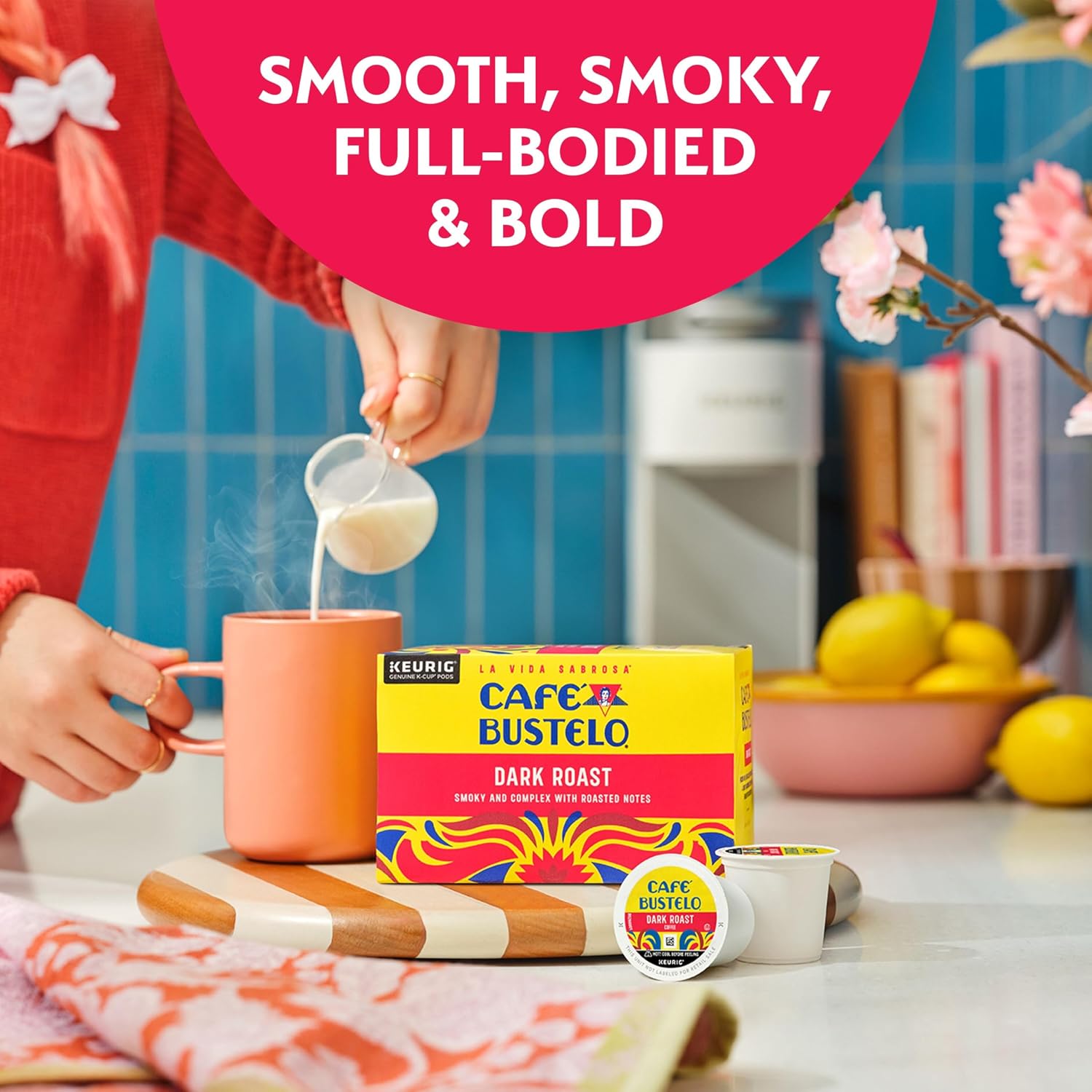 Café Bustelo Espresso Style Dark Roast, Single Serve Coffee Pods, 12 Count (Pack of 6)